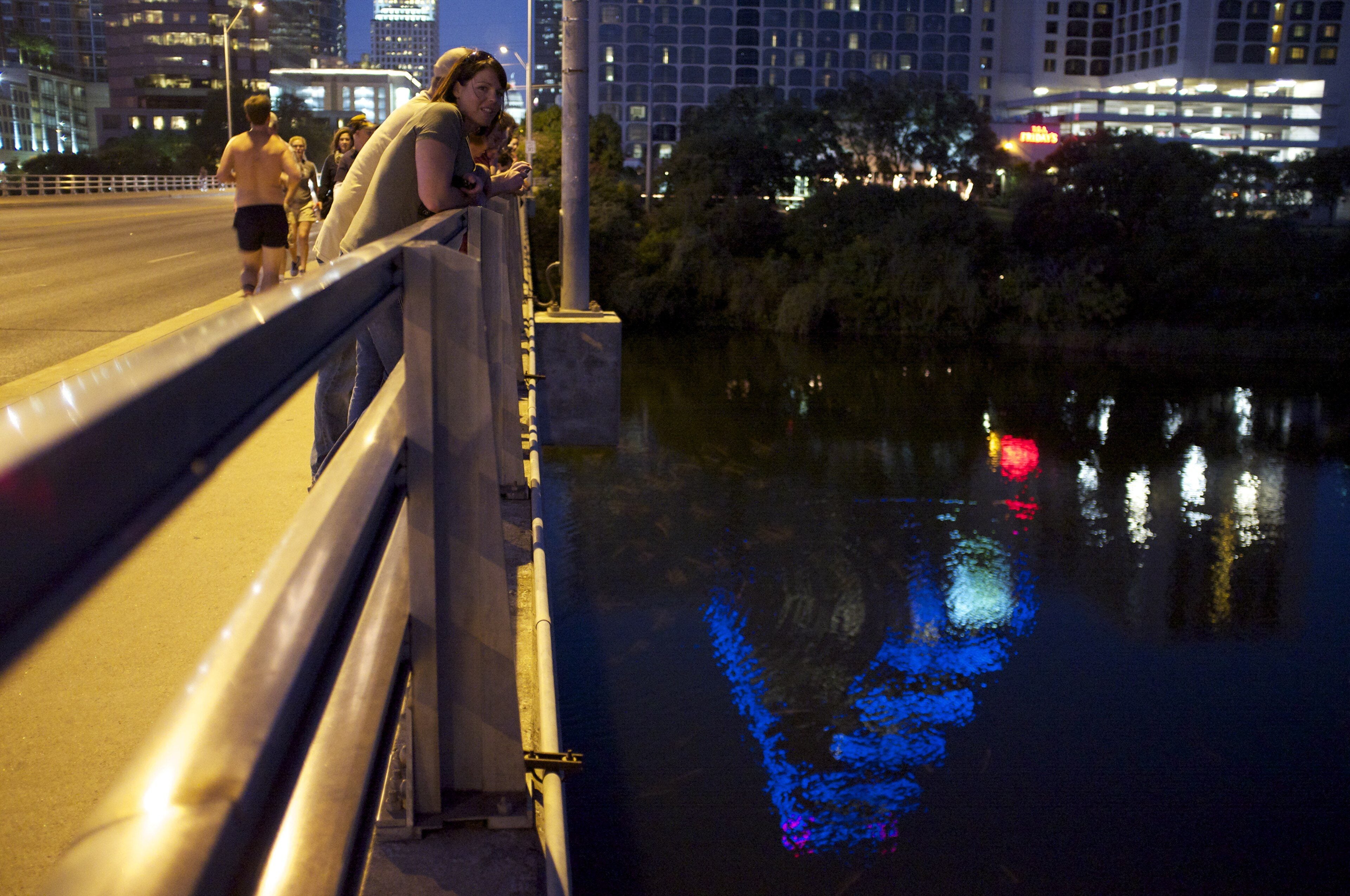 Congress Avenue Bridge at dusk, home of the bat colony