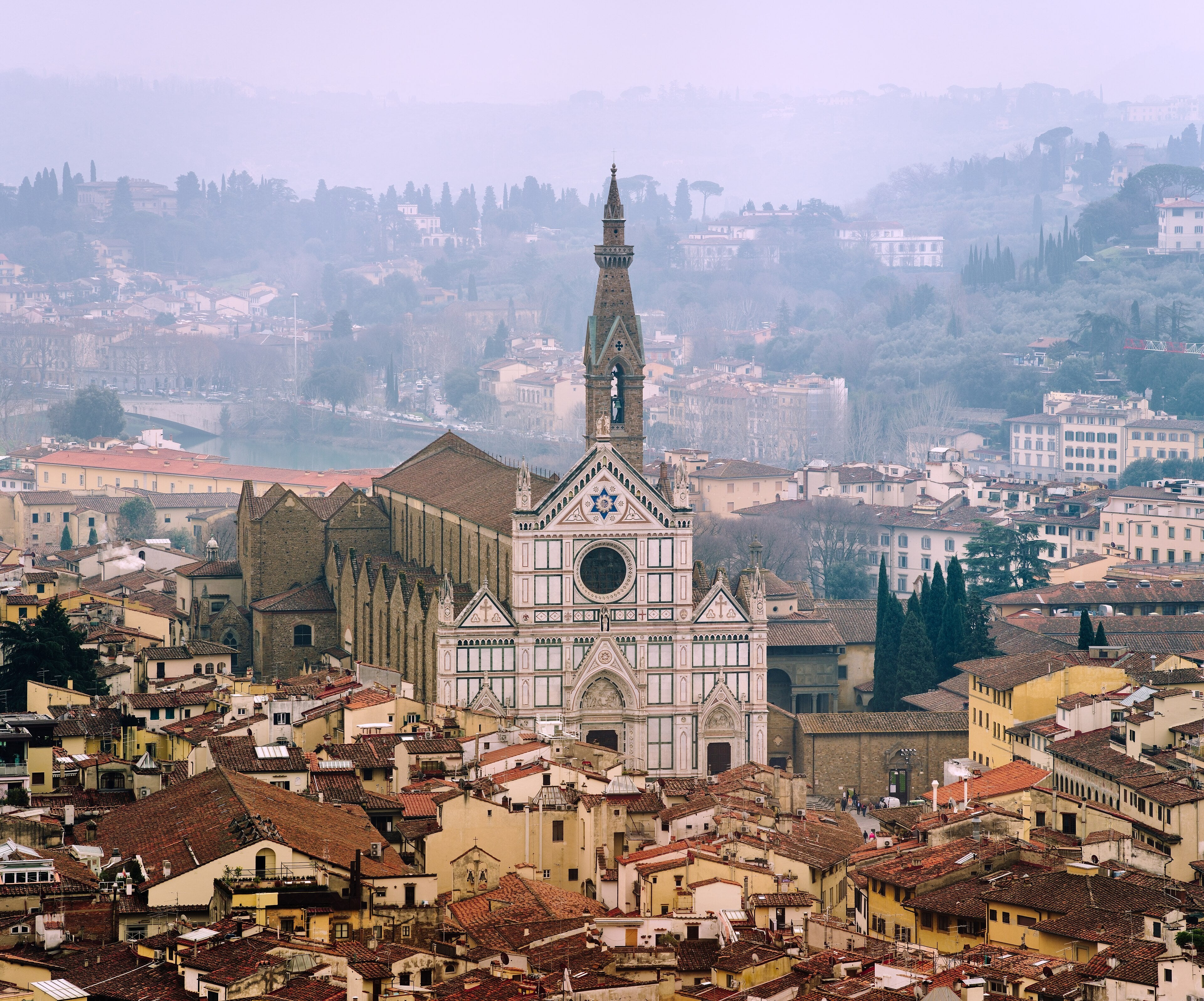 Santa Croce and Florence rooftops seen from Giotto's Campanile by the Duomo