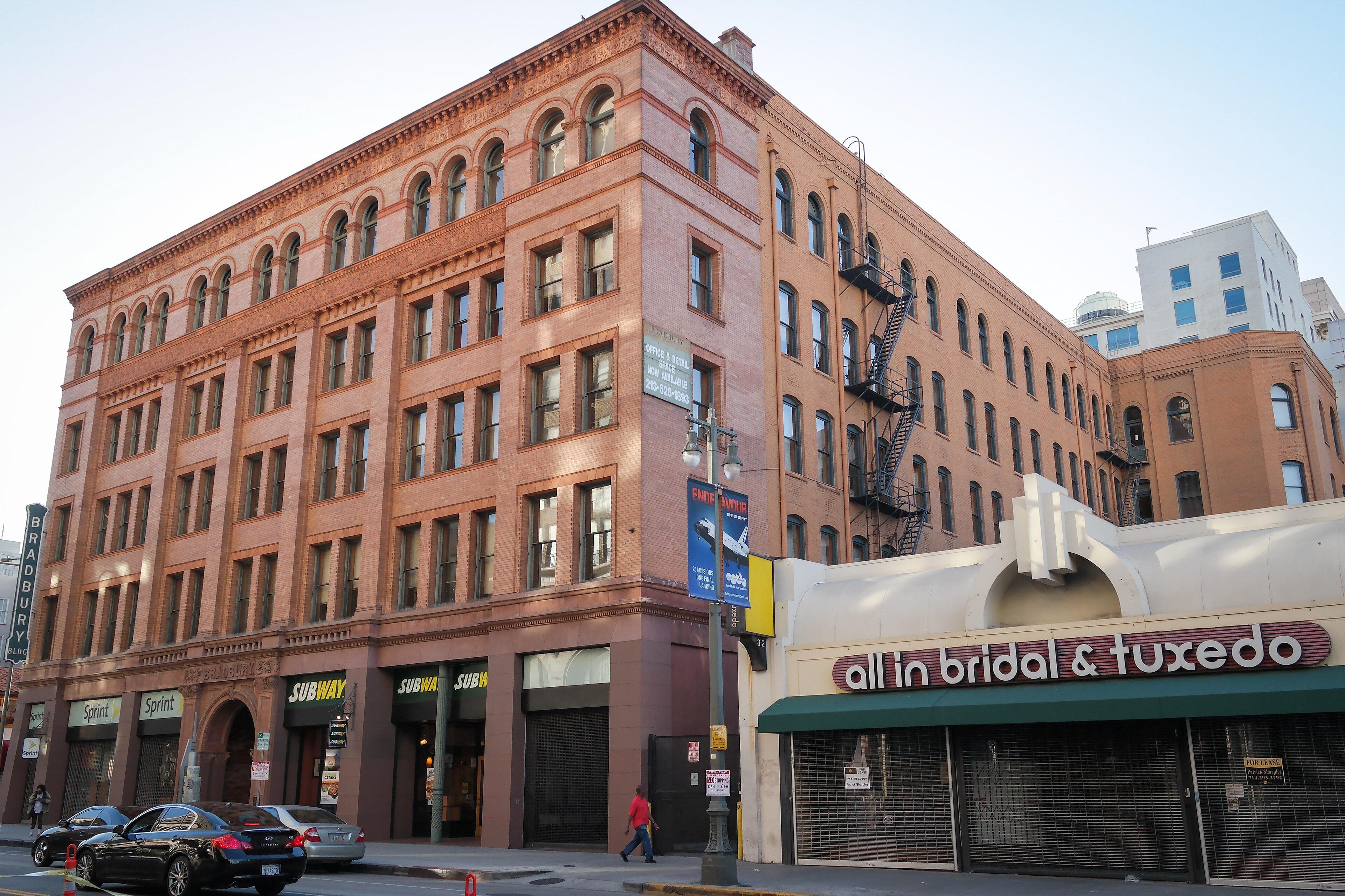 The brick Bradbury Building at Broadway and Third Street, downtown Los Angeles