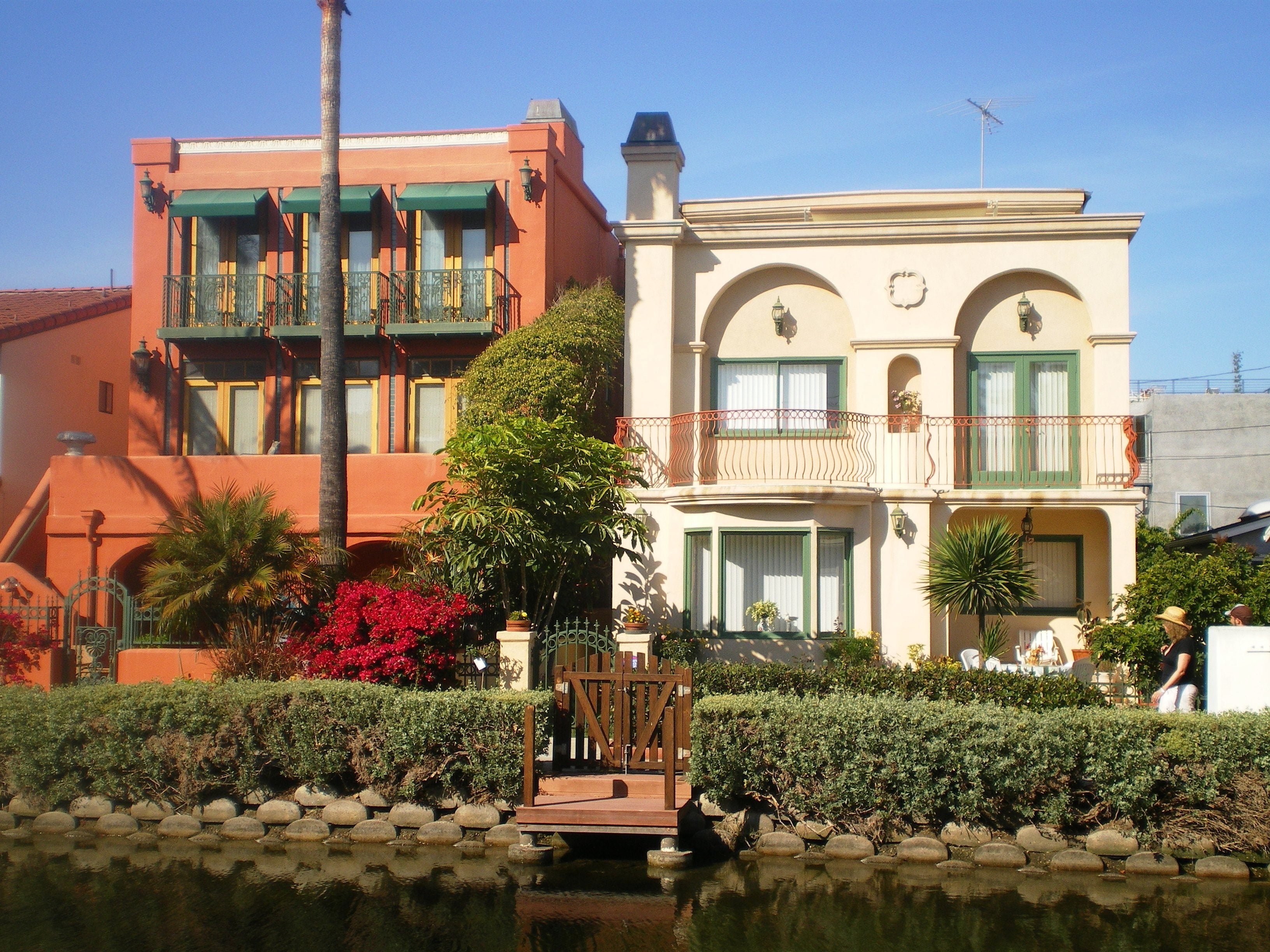 Houses along the Grand Canal in the Venice Canal Historic District