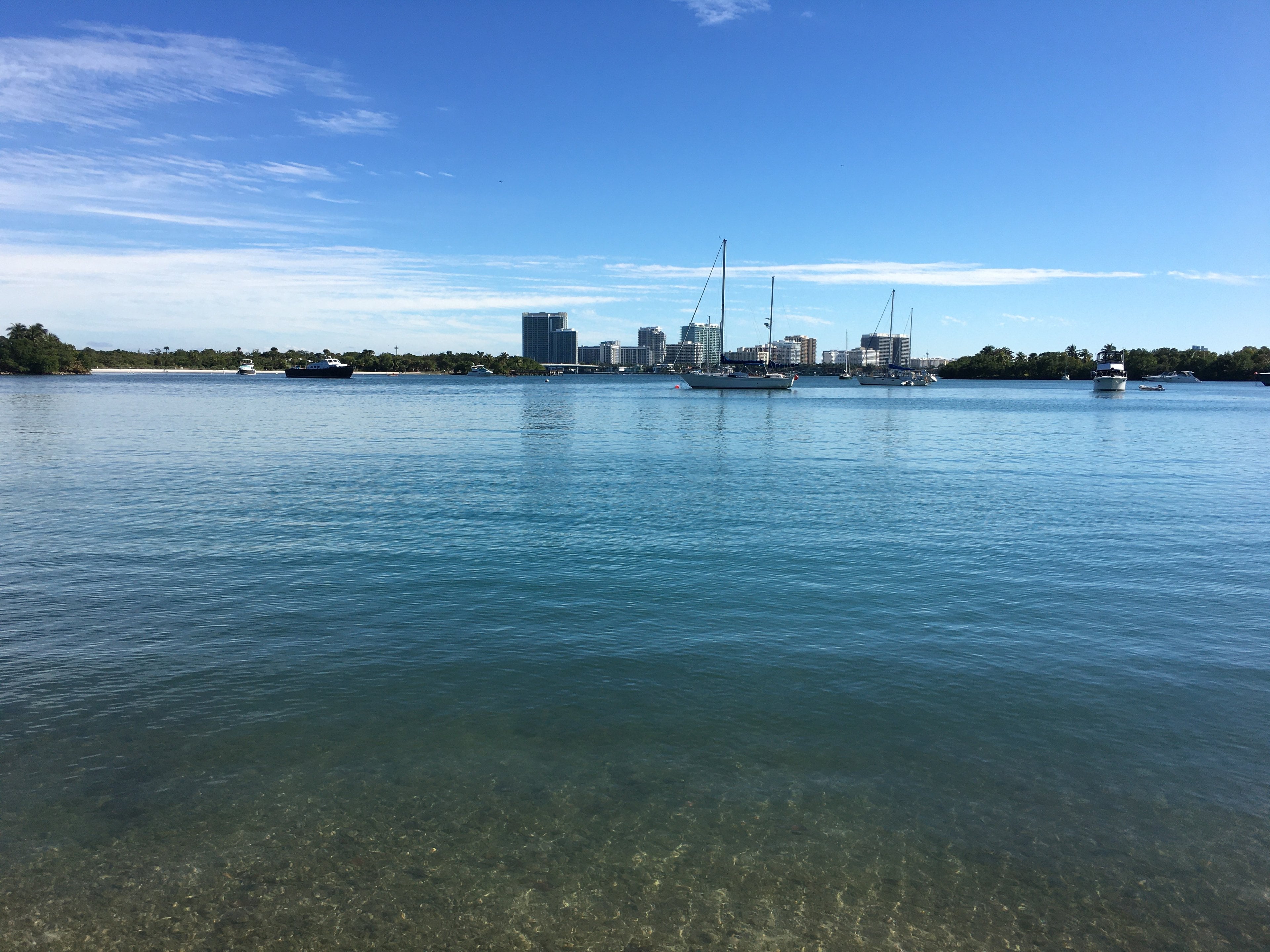 Bal Harbour skyline across the calm water of Biscayne Bay