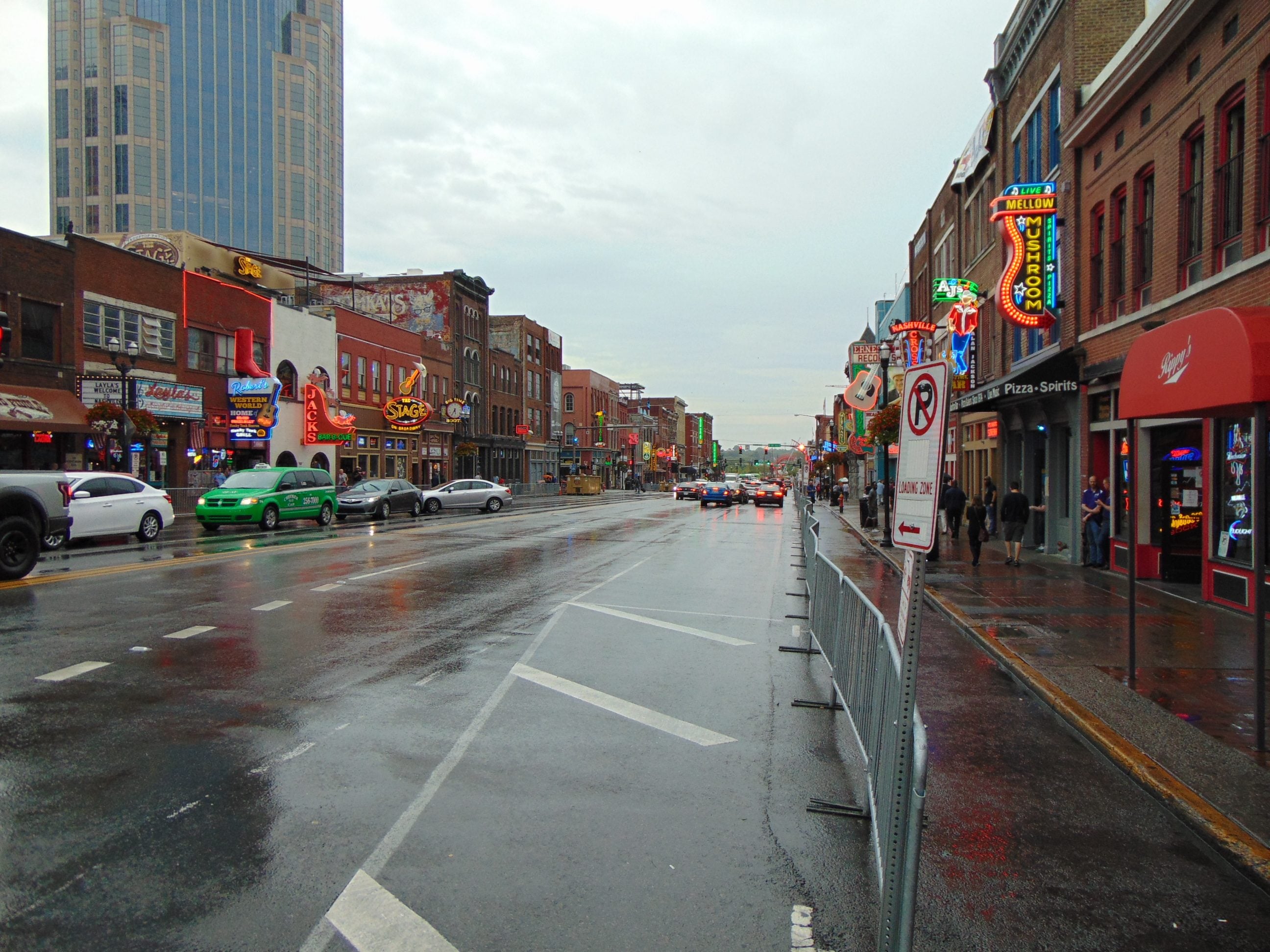 Neon honky-tonk signs along Lower Broadway, Nashville
