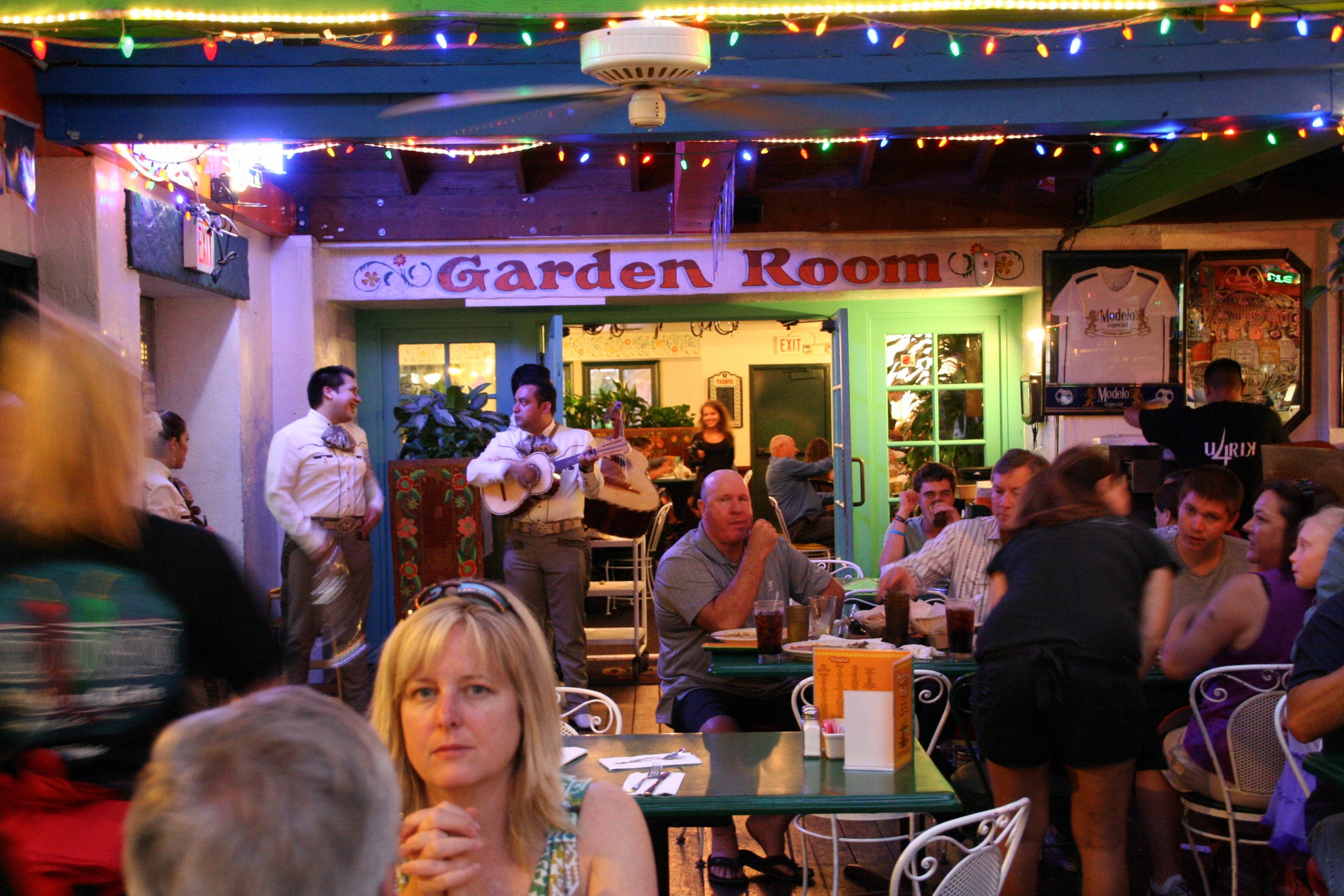 A lantern-lit restaurant patio in Old Town San Diego State Historic Park