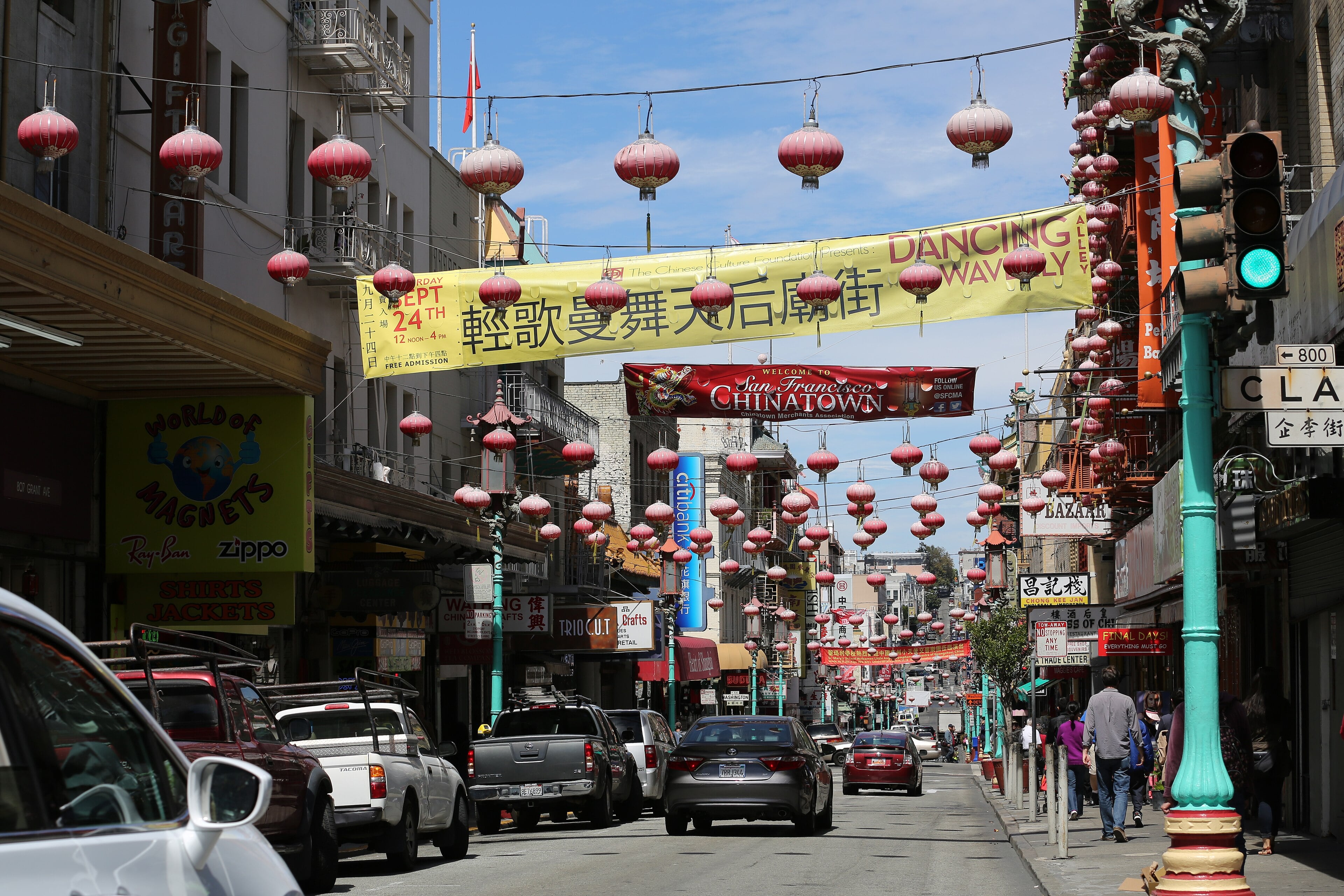 Lanterns over Grant Avenue in San Francisco Chinatown