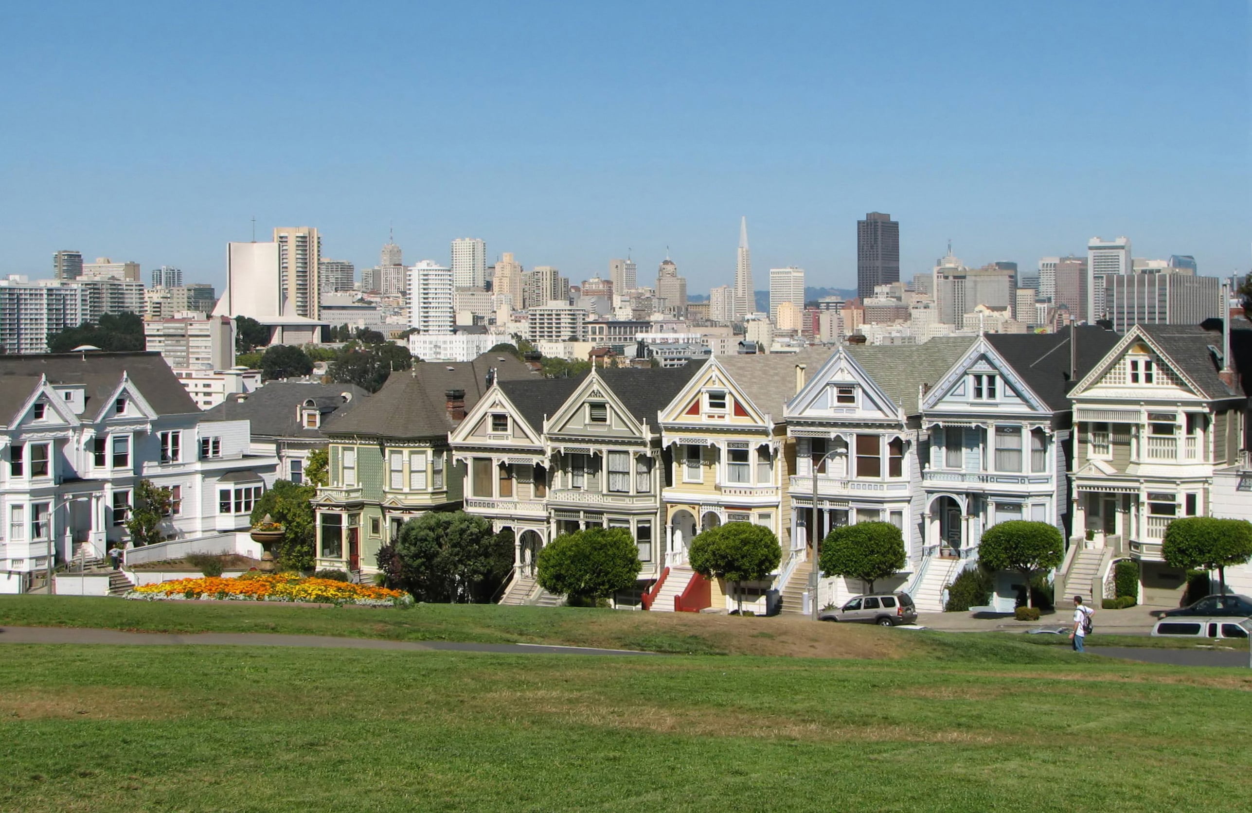 Alamo Square park lawn with city views