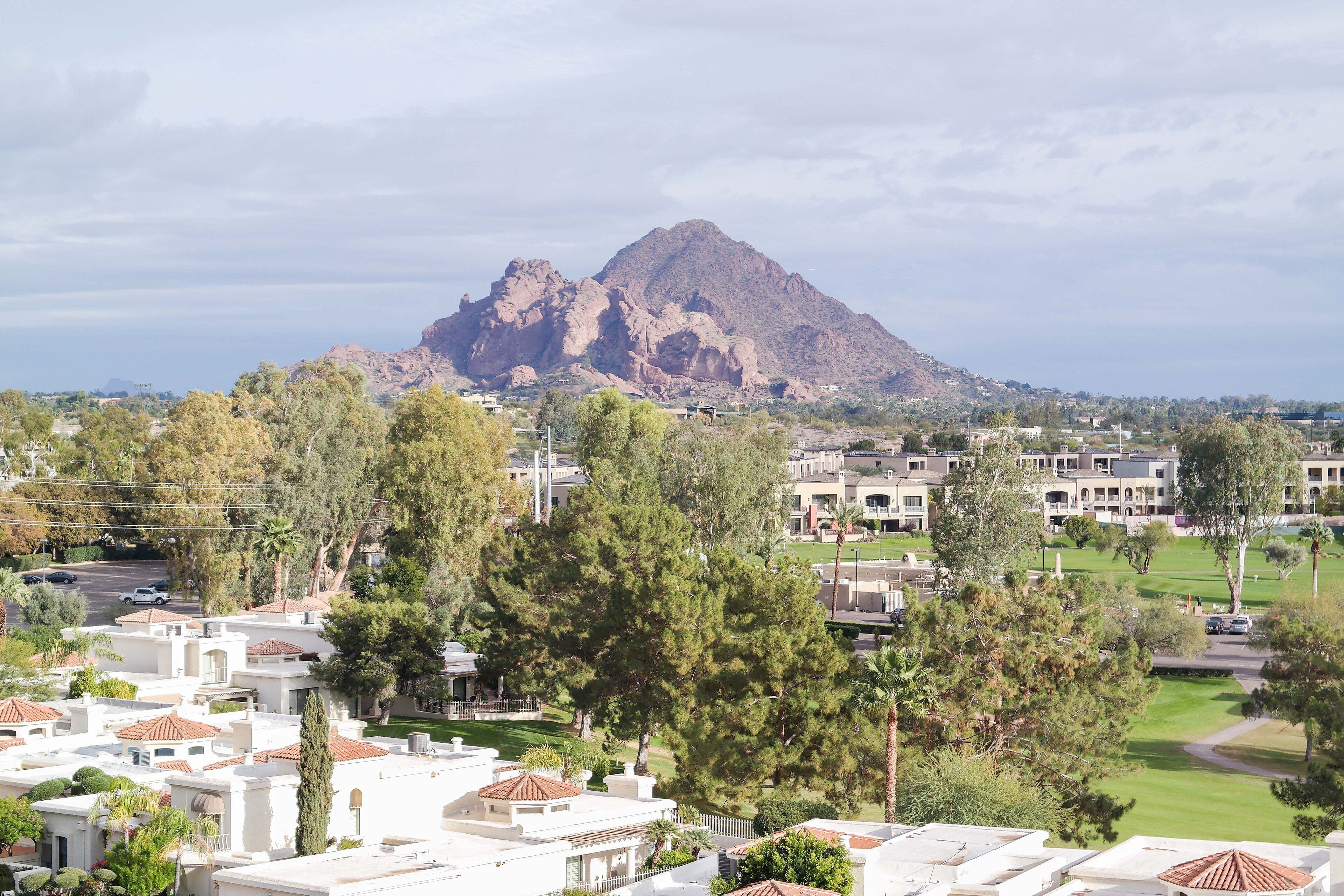 Camelback Mountain seen across Paradise Valley