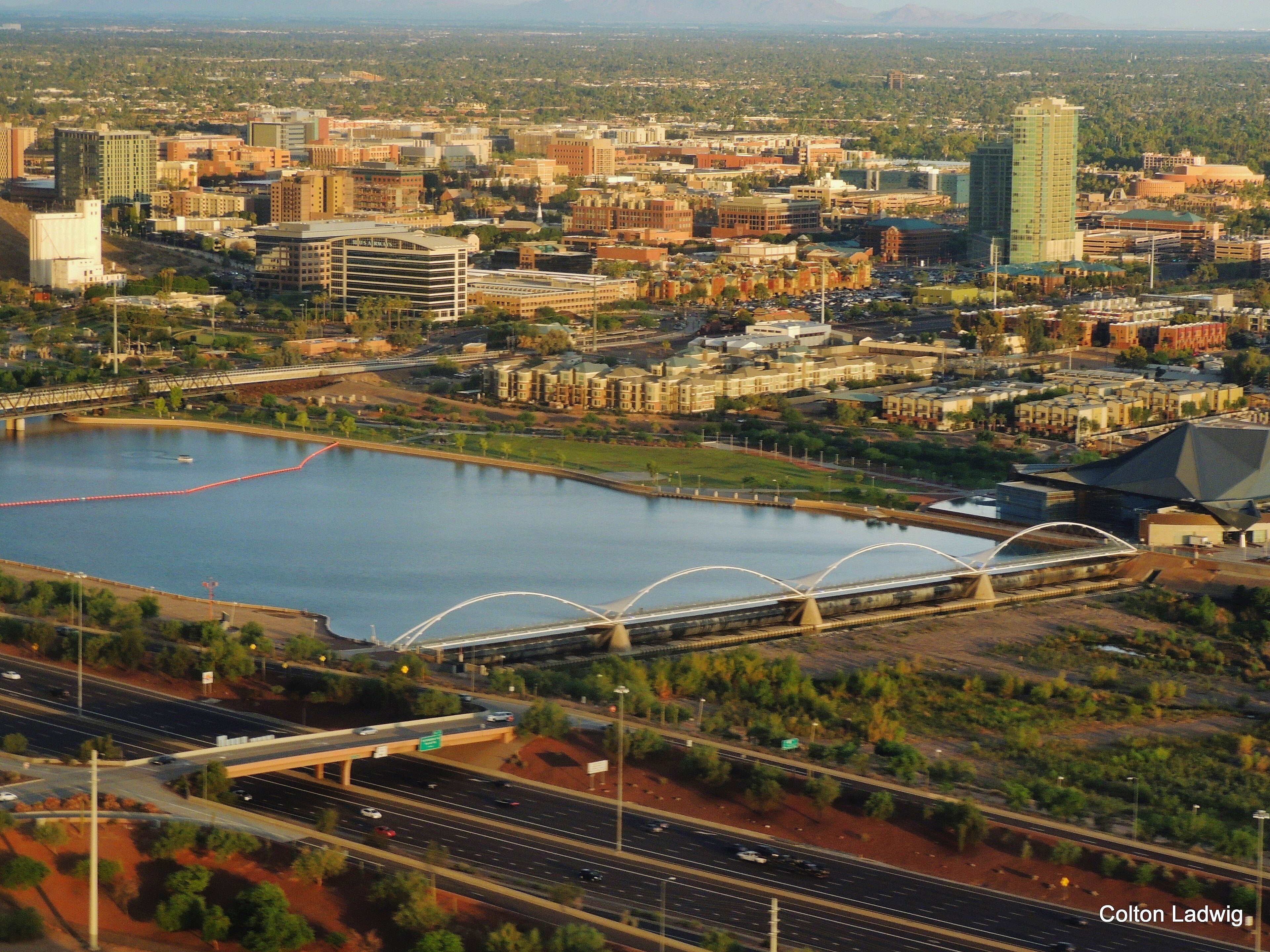 Tempe Town Lake with downtown Tempe and ASU behind