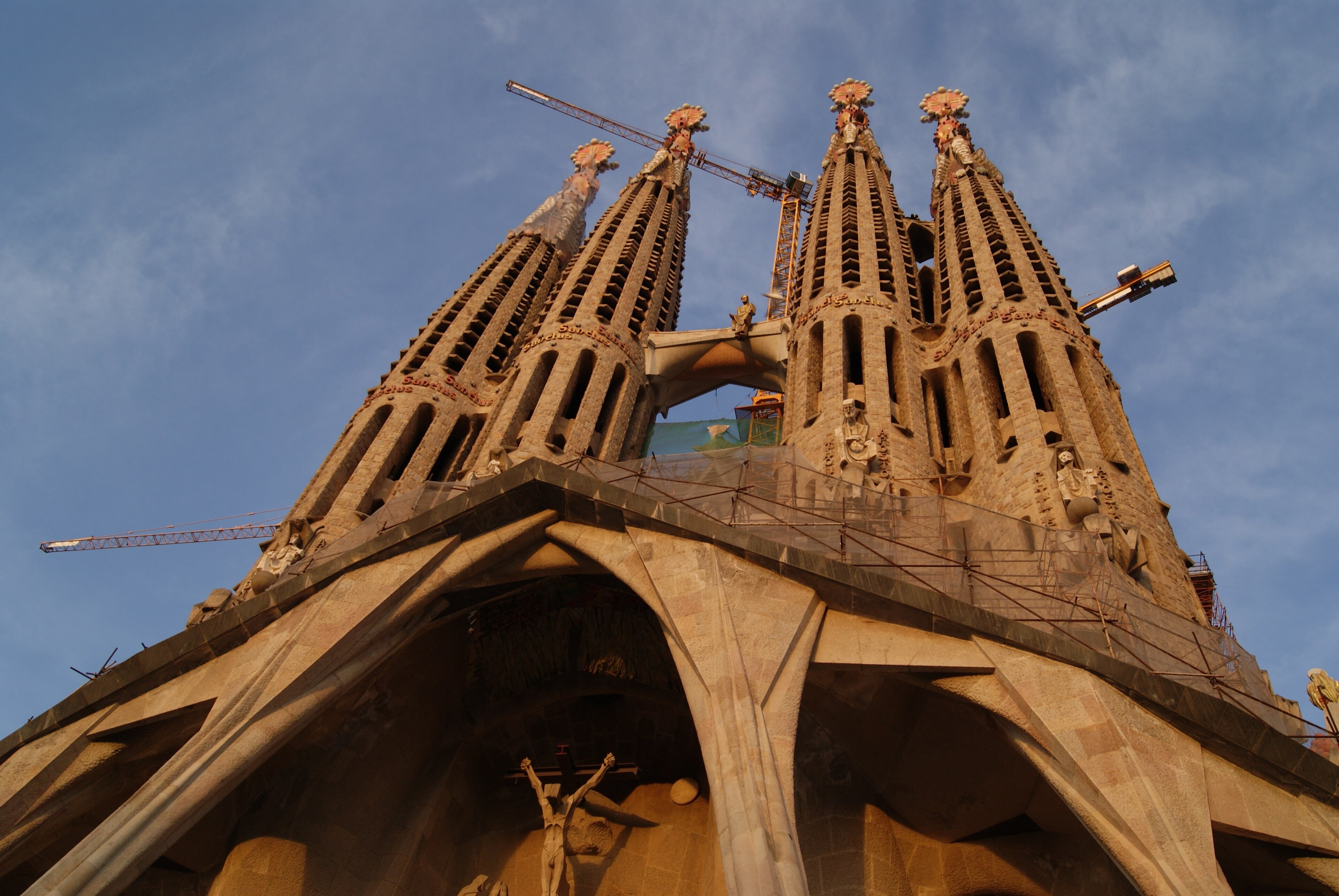 The Sagrada Família’s Nativity and Passion towers above the Eixample