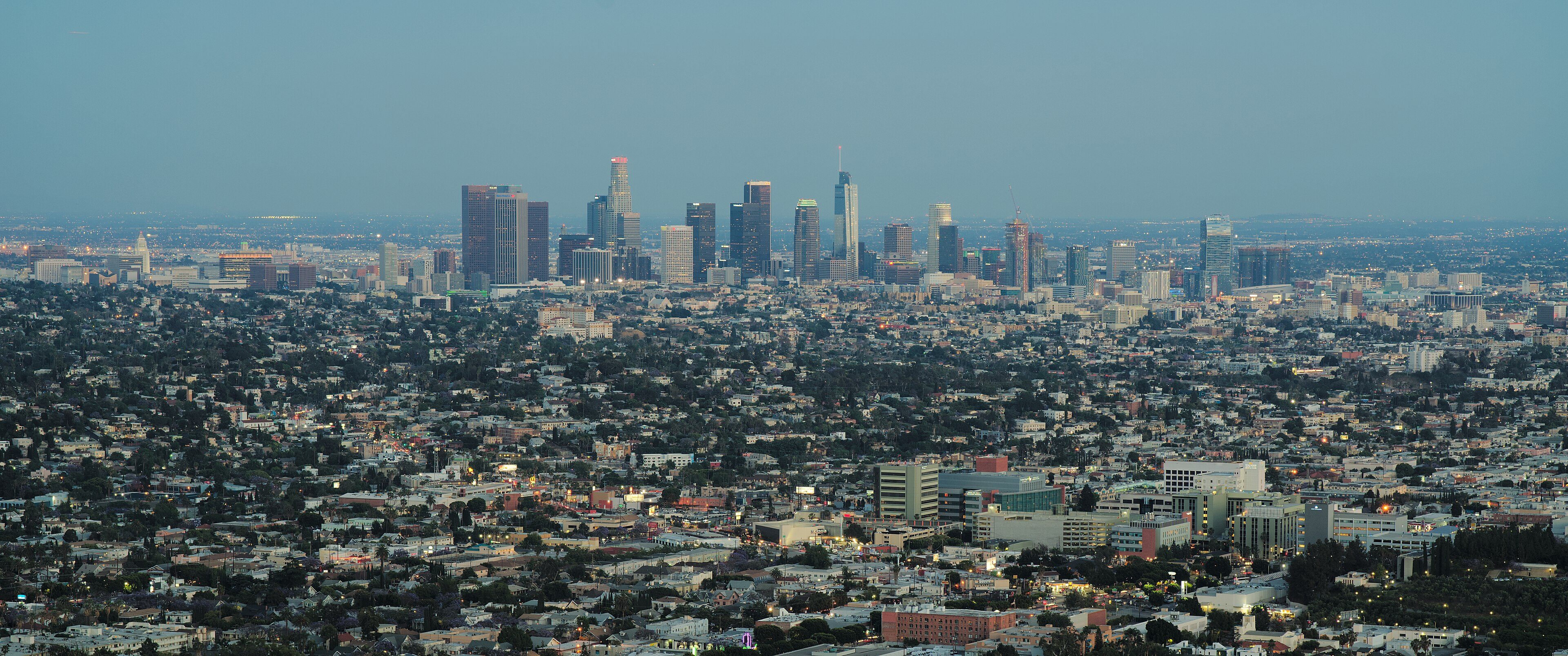 The Los Angeles basin and downtown skyline seen from Griffith Observatory