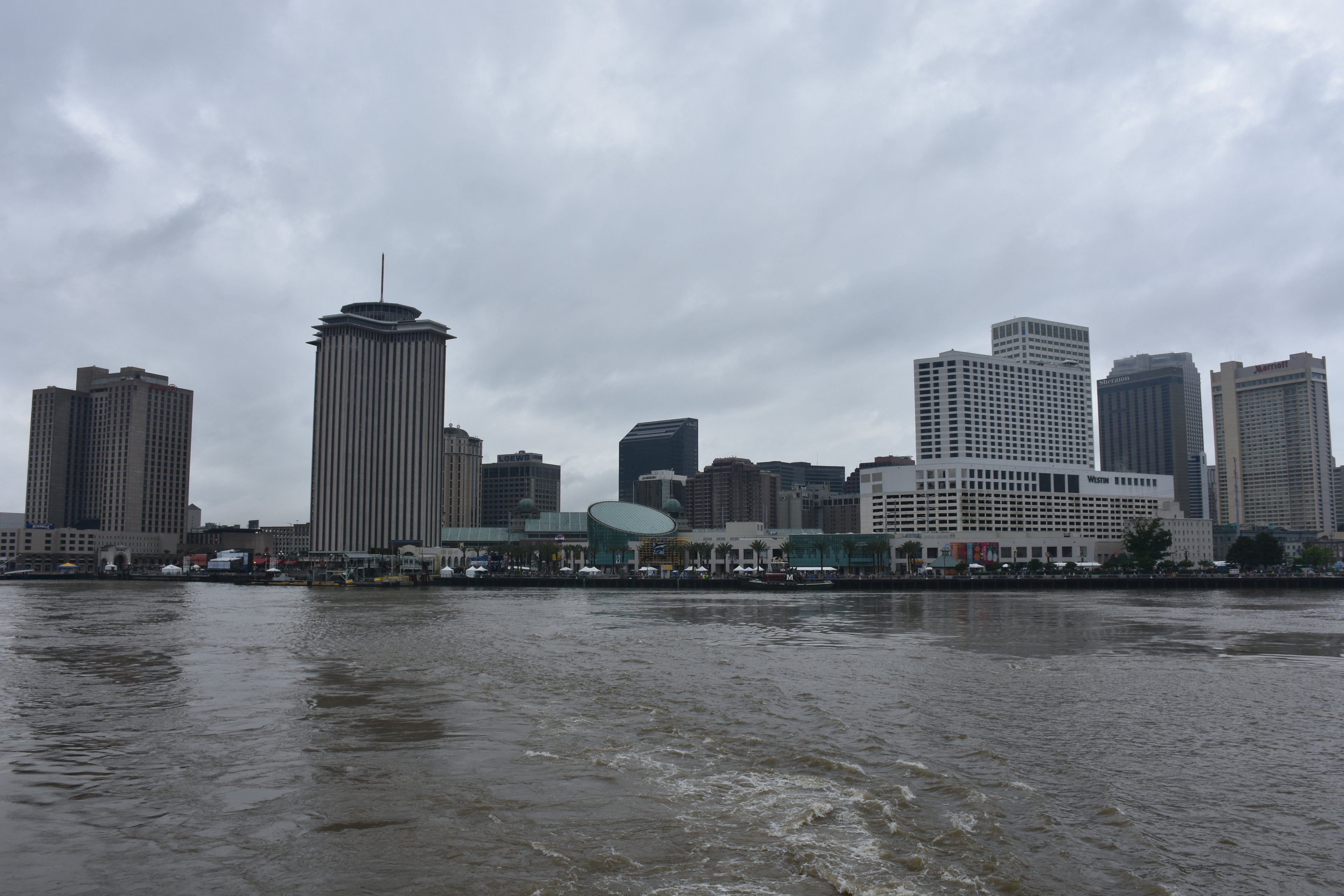 The New Orleans skyline from the Mississippi River