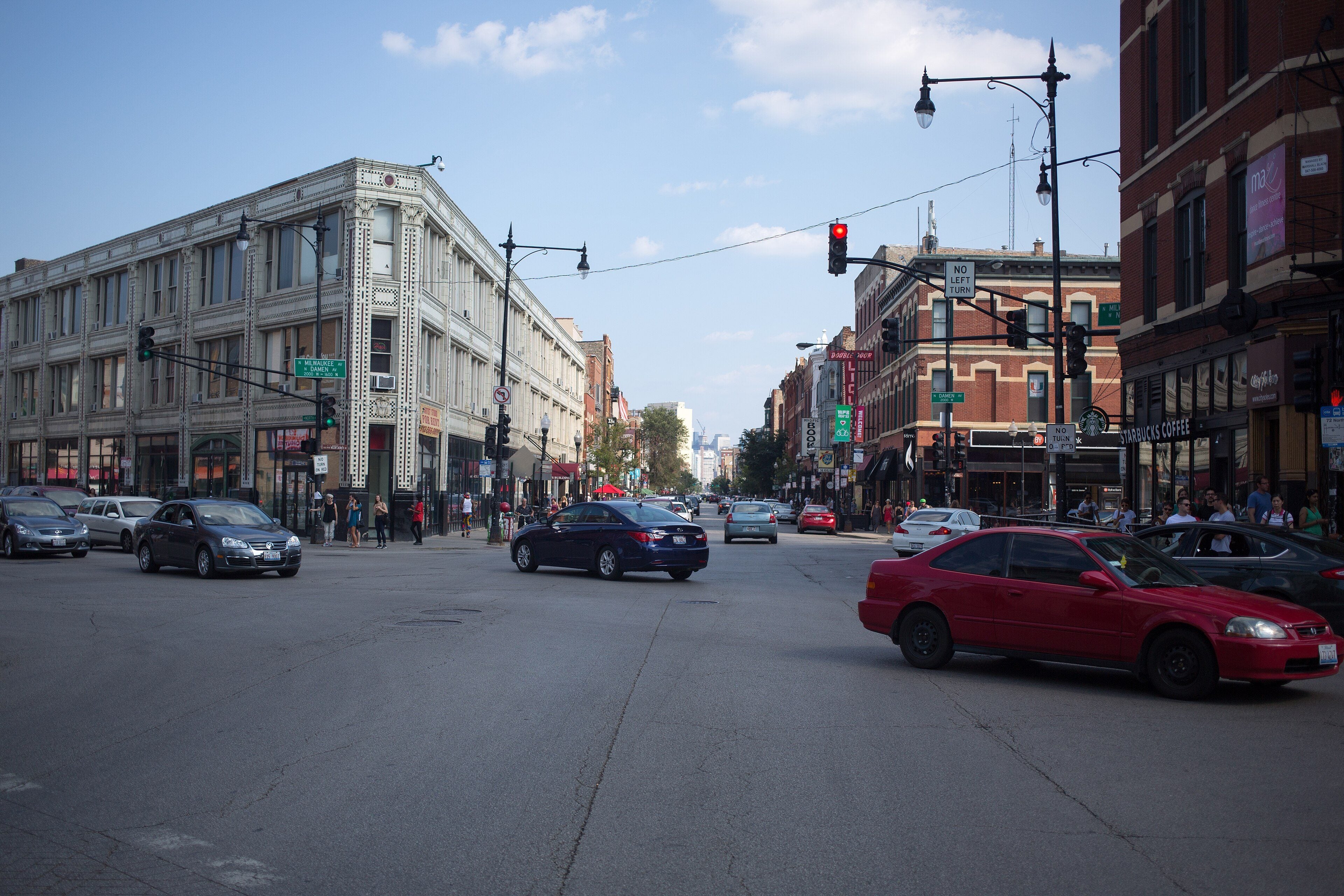 The North, Damen and Milwaukee intersection in Wicker Park
