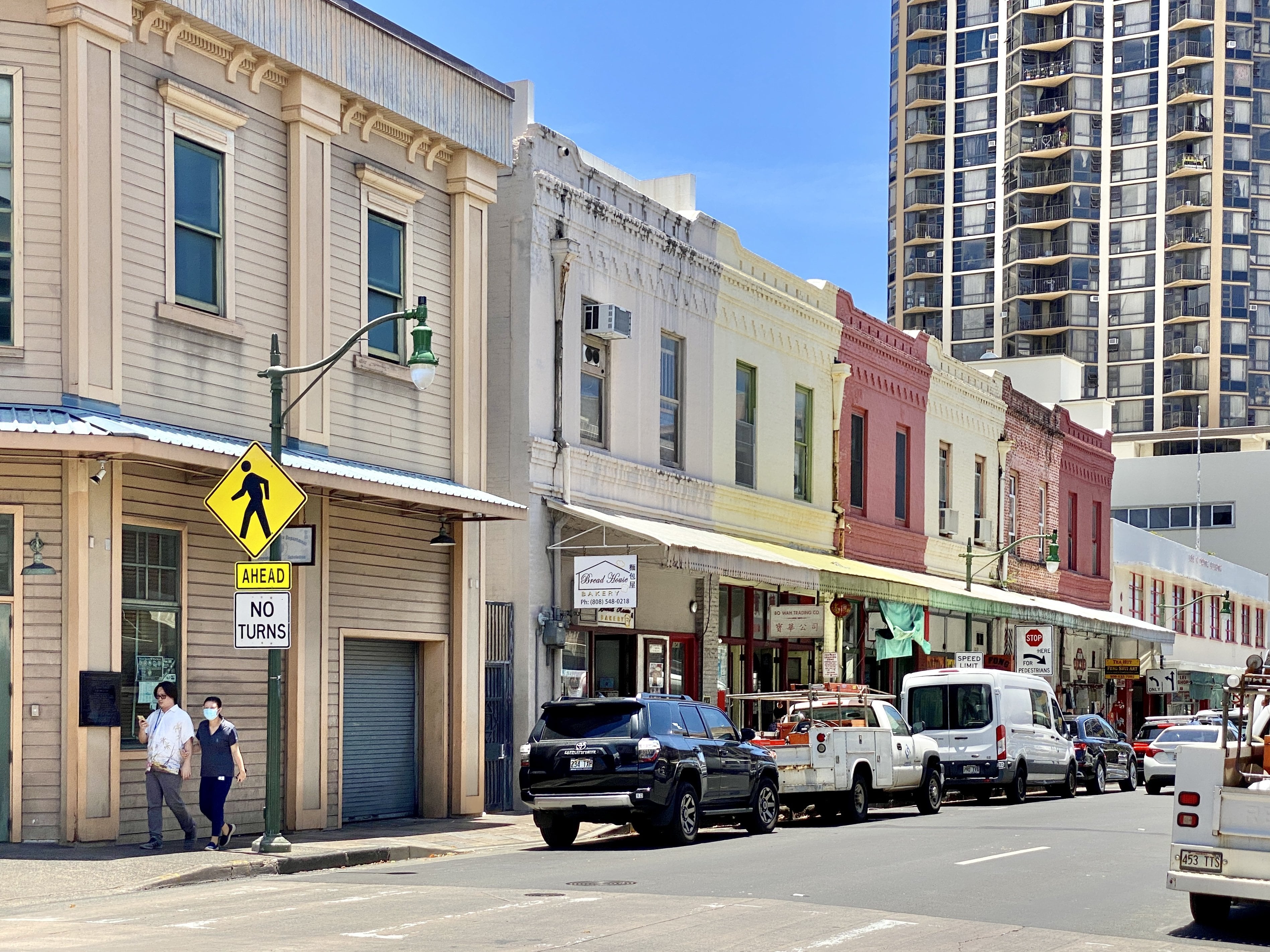 Historic storefronts on Hotel Street in Chinatown