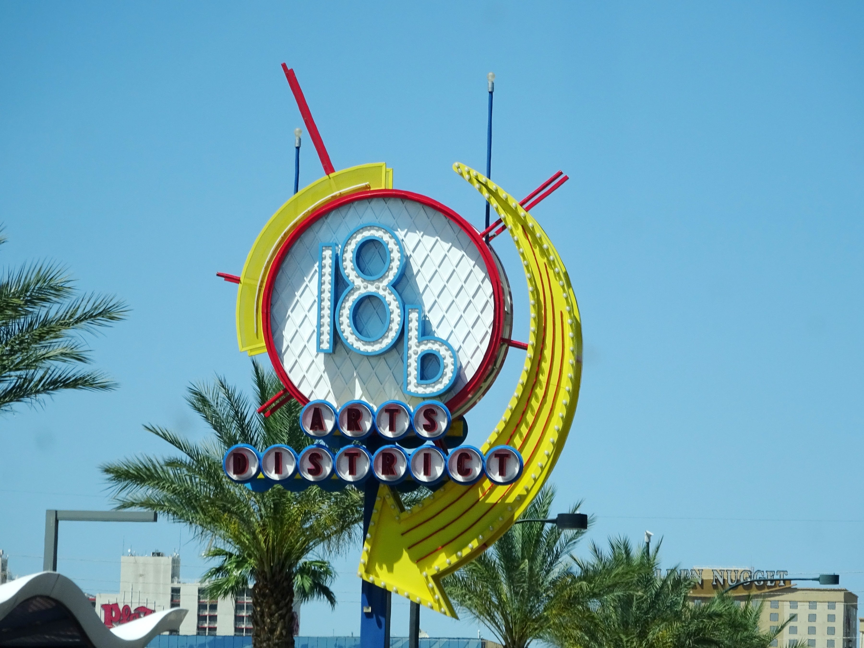 The retro 18b Las Vegas Arts District sign on Main Street