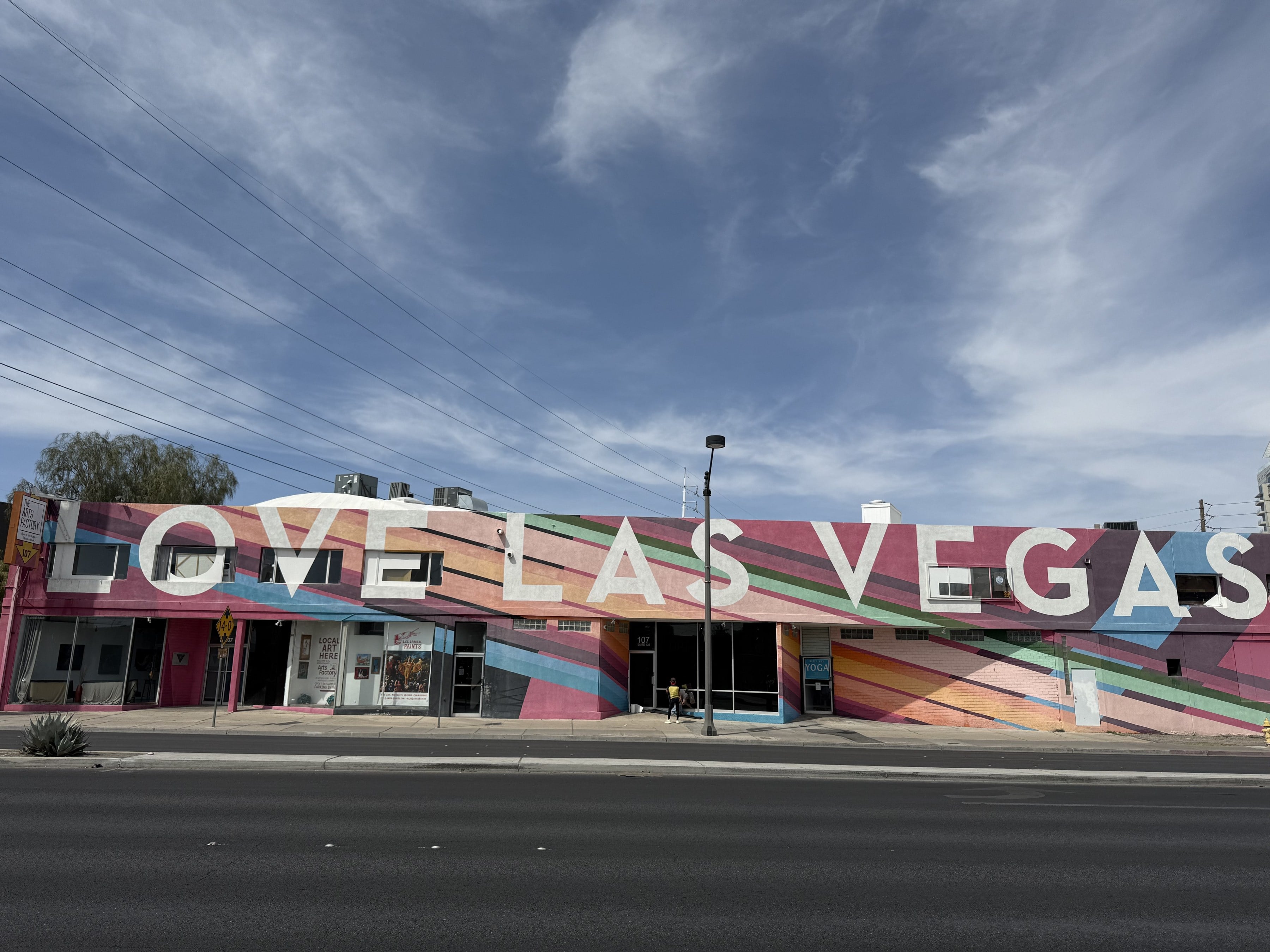 A block-long painted LOVE LAS VEGAS wall in the 18b Arts District