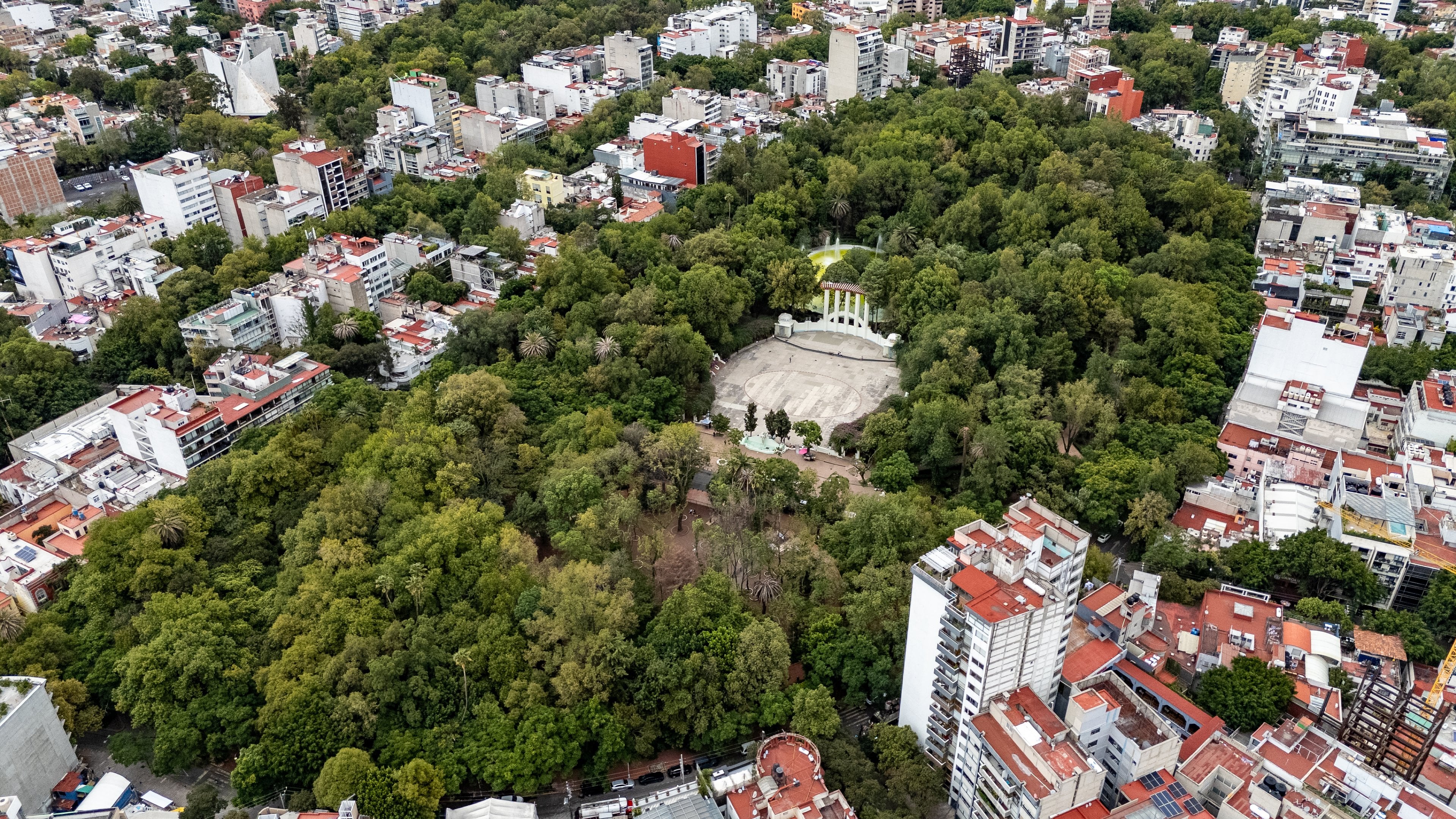 Aerial view of Parque México in the Condesa