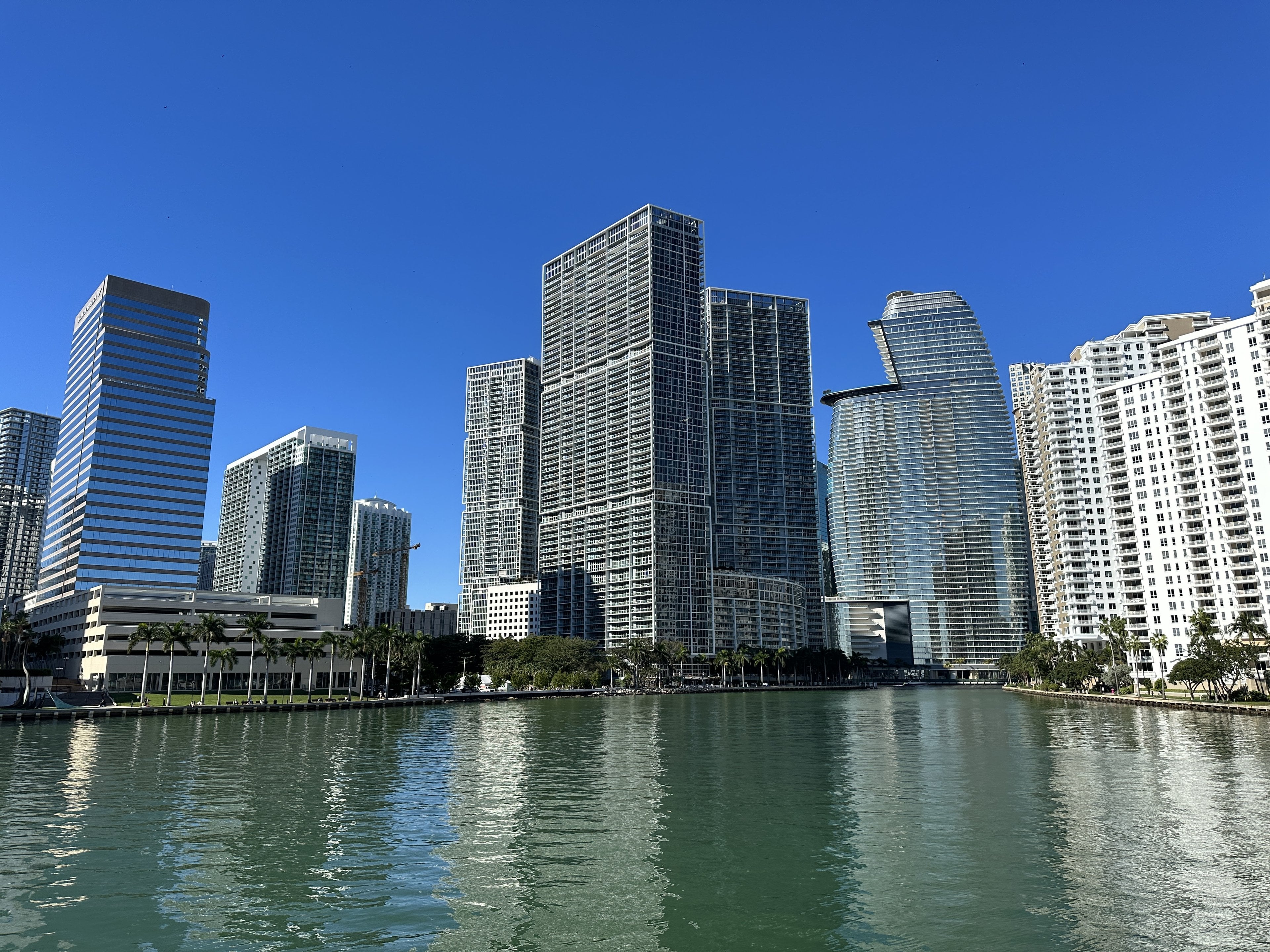 Brickell and downtown towers along the Miami River mouth