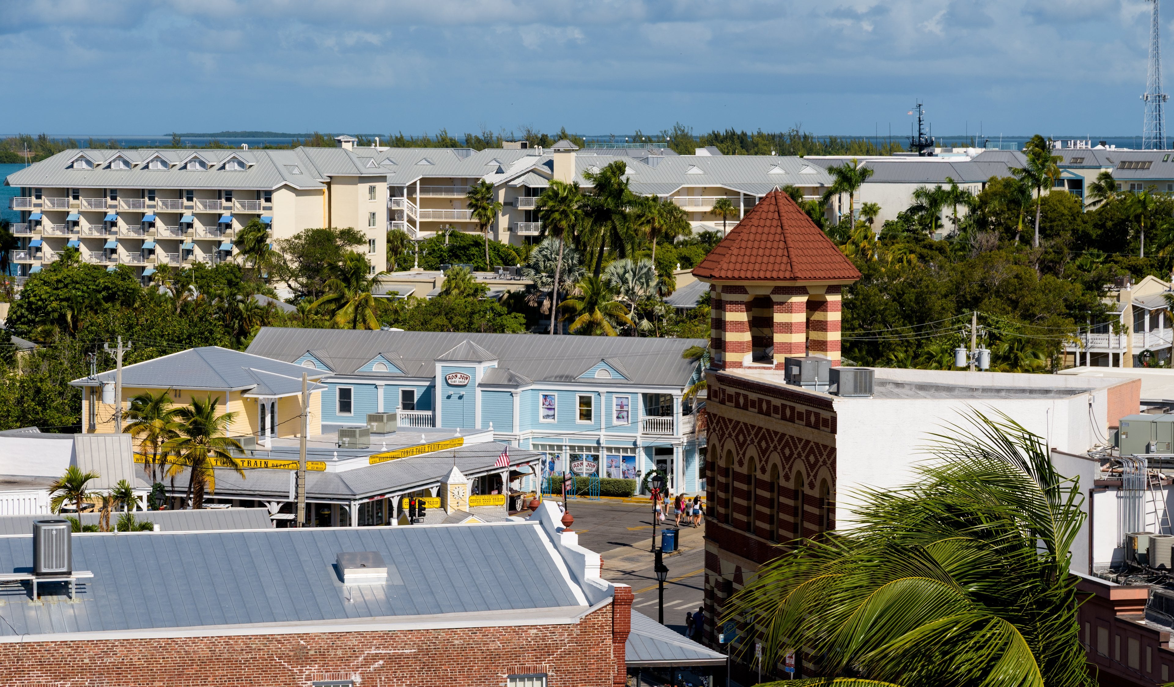 Rooftops at Front and Duval Streets in Key West