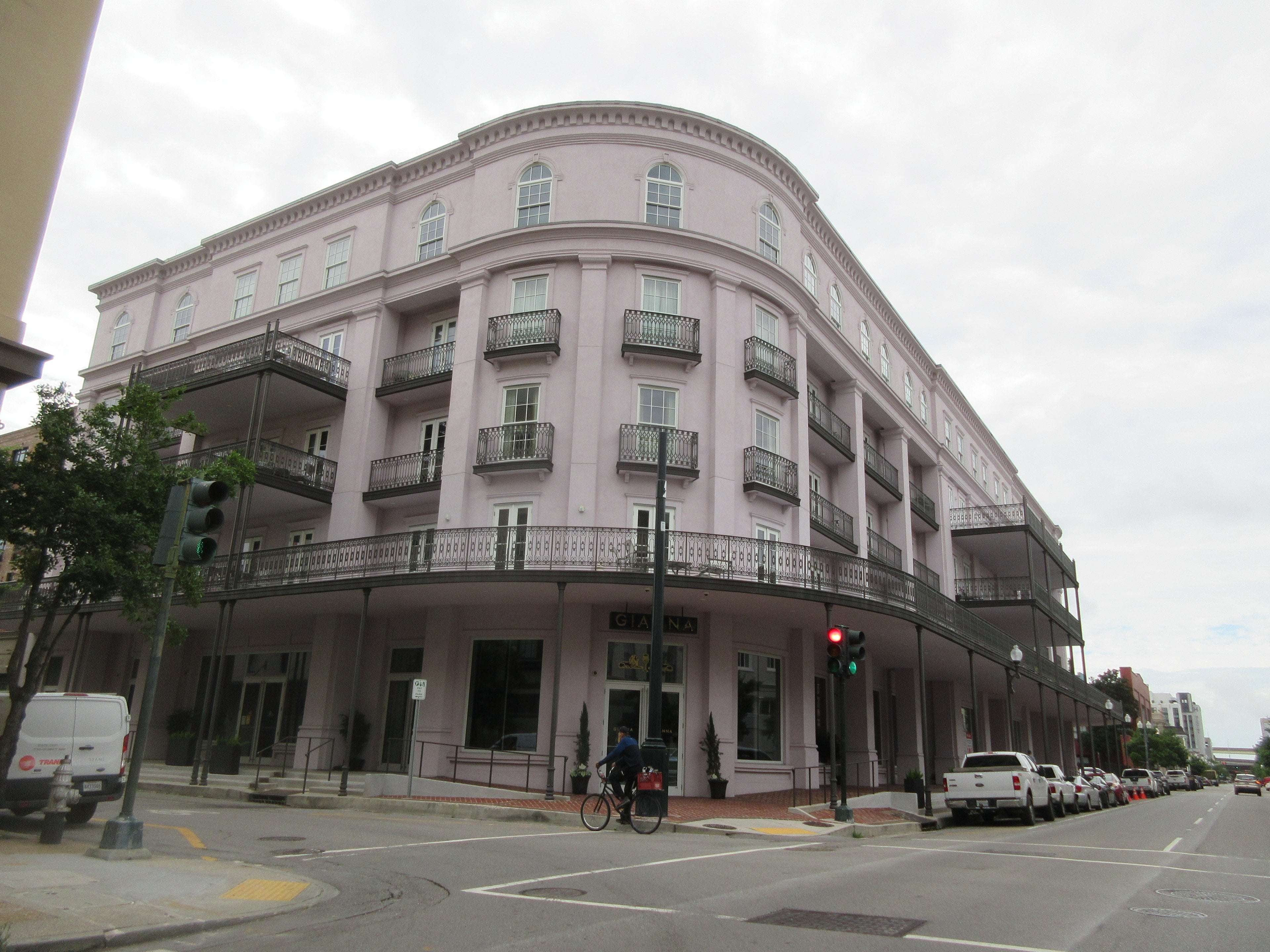 A historic galleried building on Magazine Street in the CBD