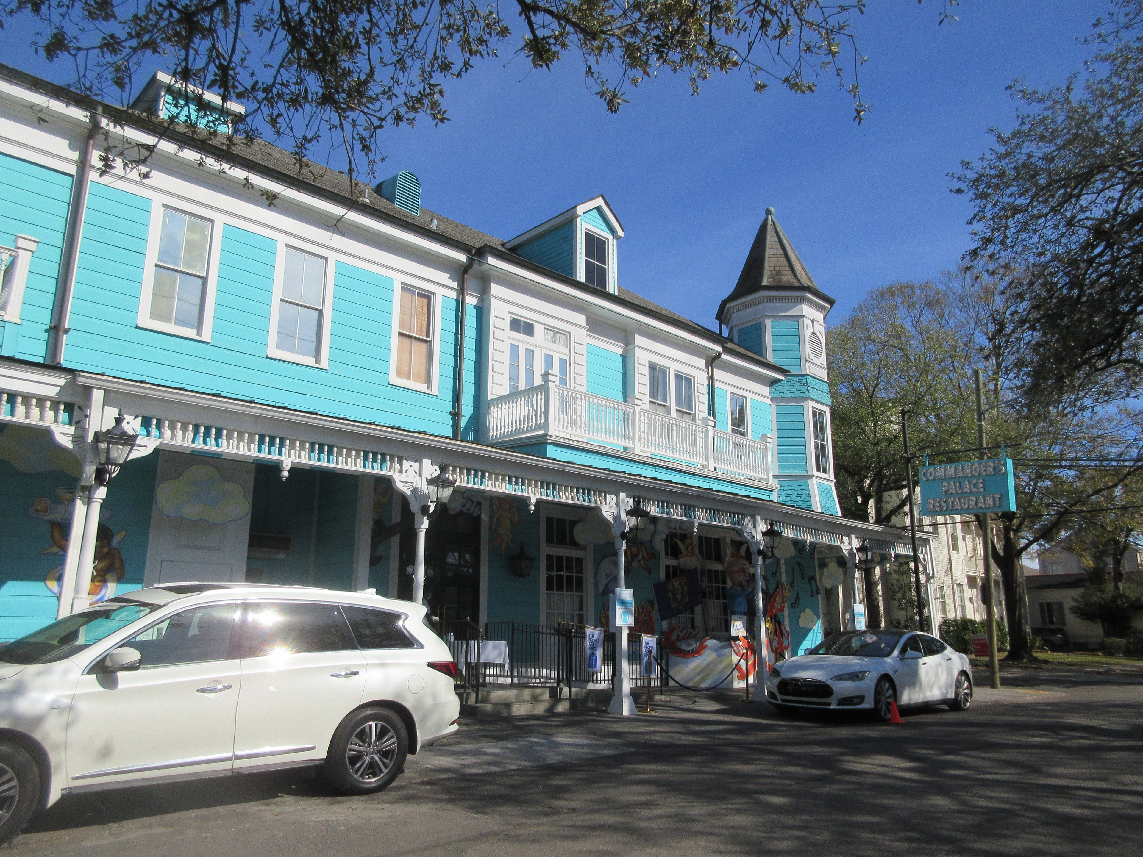 Commander's Palace on Washington Avenue, decorated for Mardi Gras