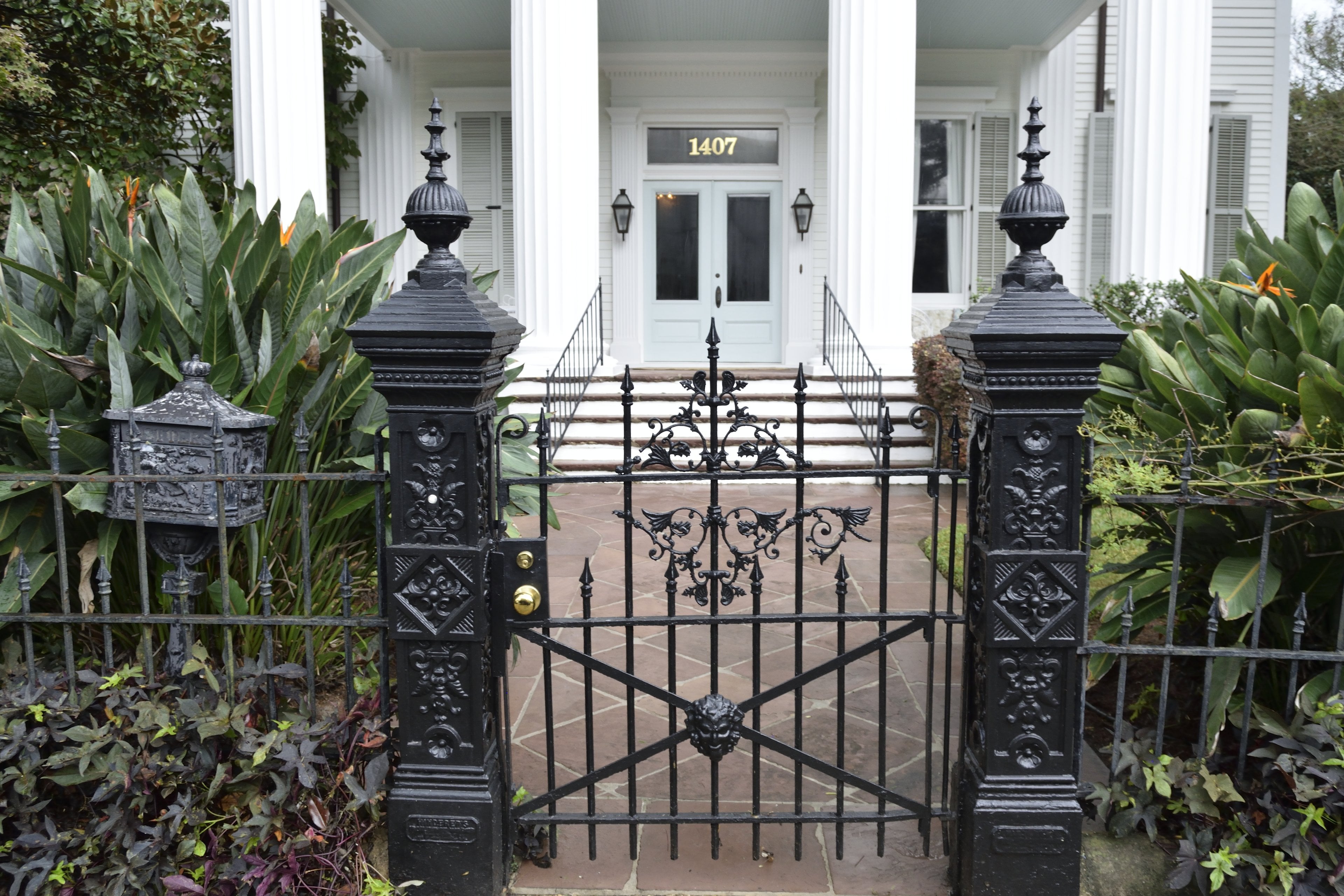 Iron gate of the Pritchard-Pigott House in the Garden District