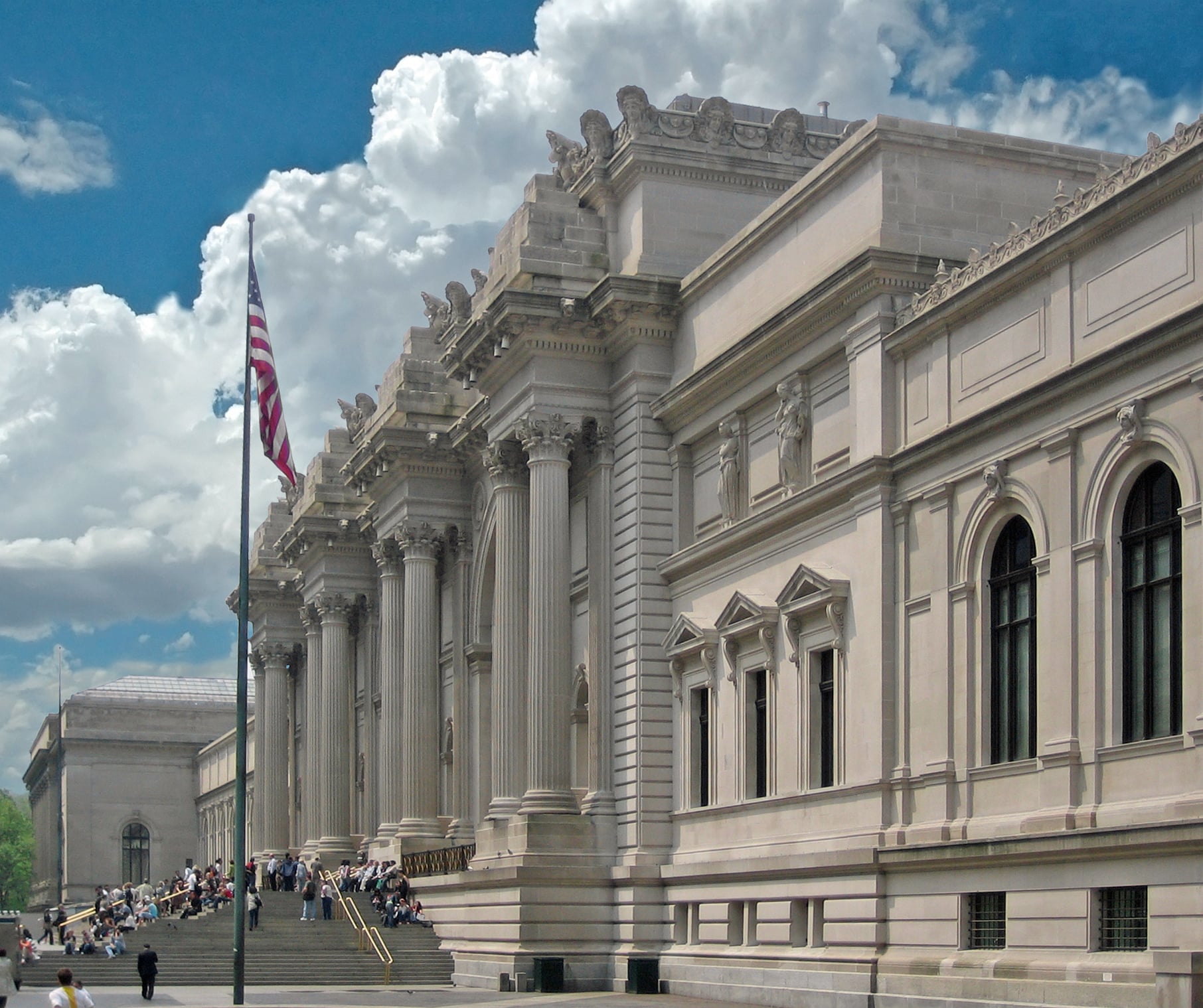 Steps and banners at the Met entrance