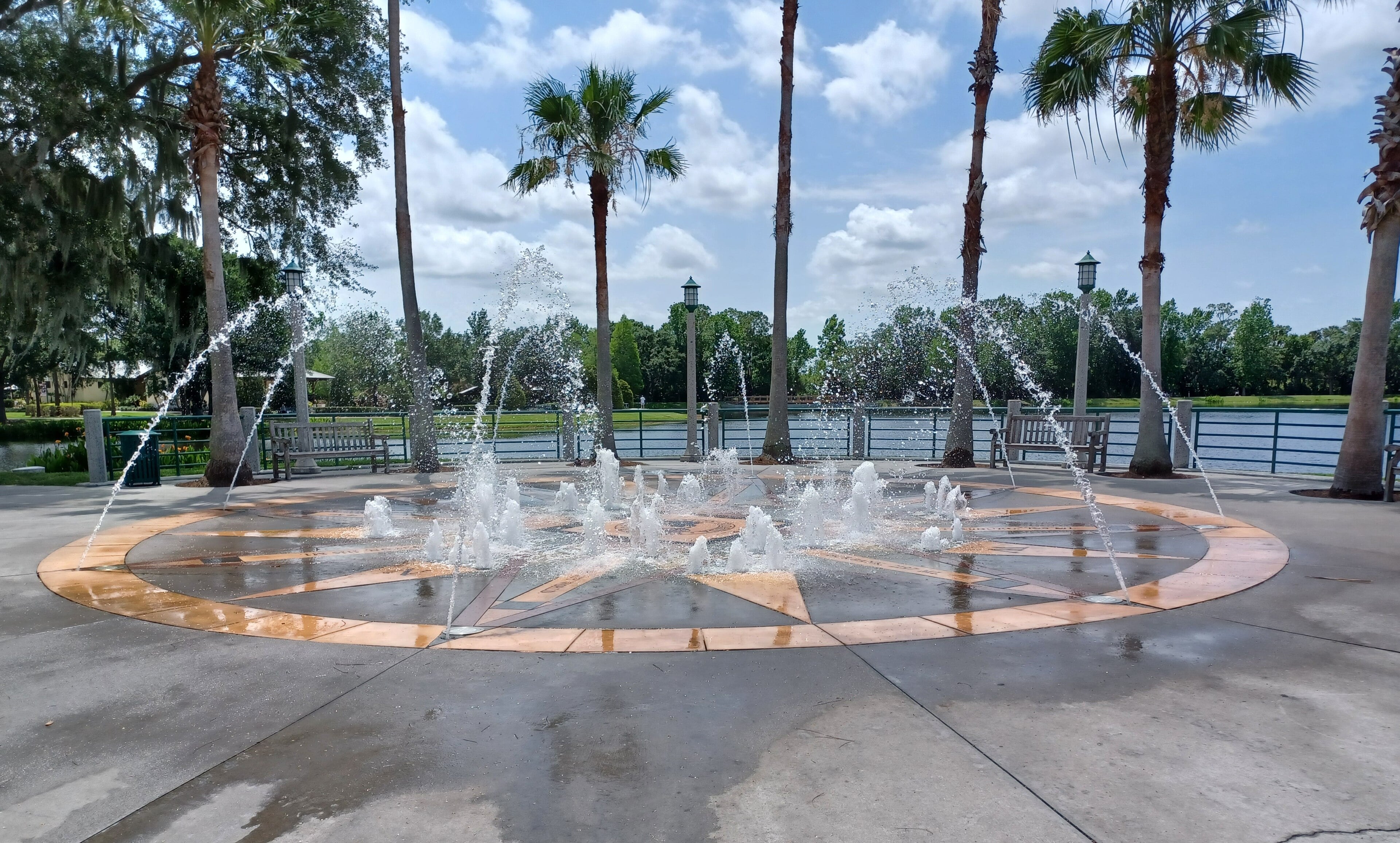 Lakefront fountain in downtown Celebration