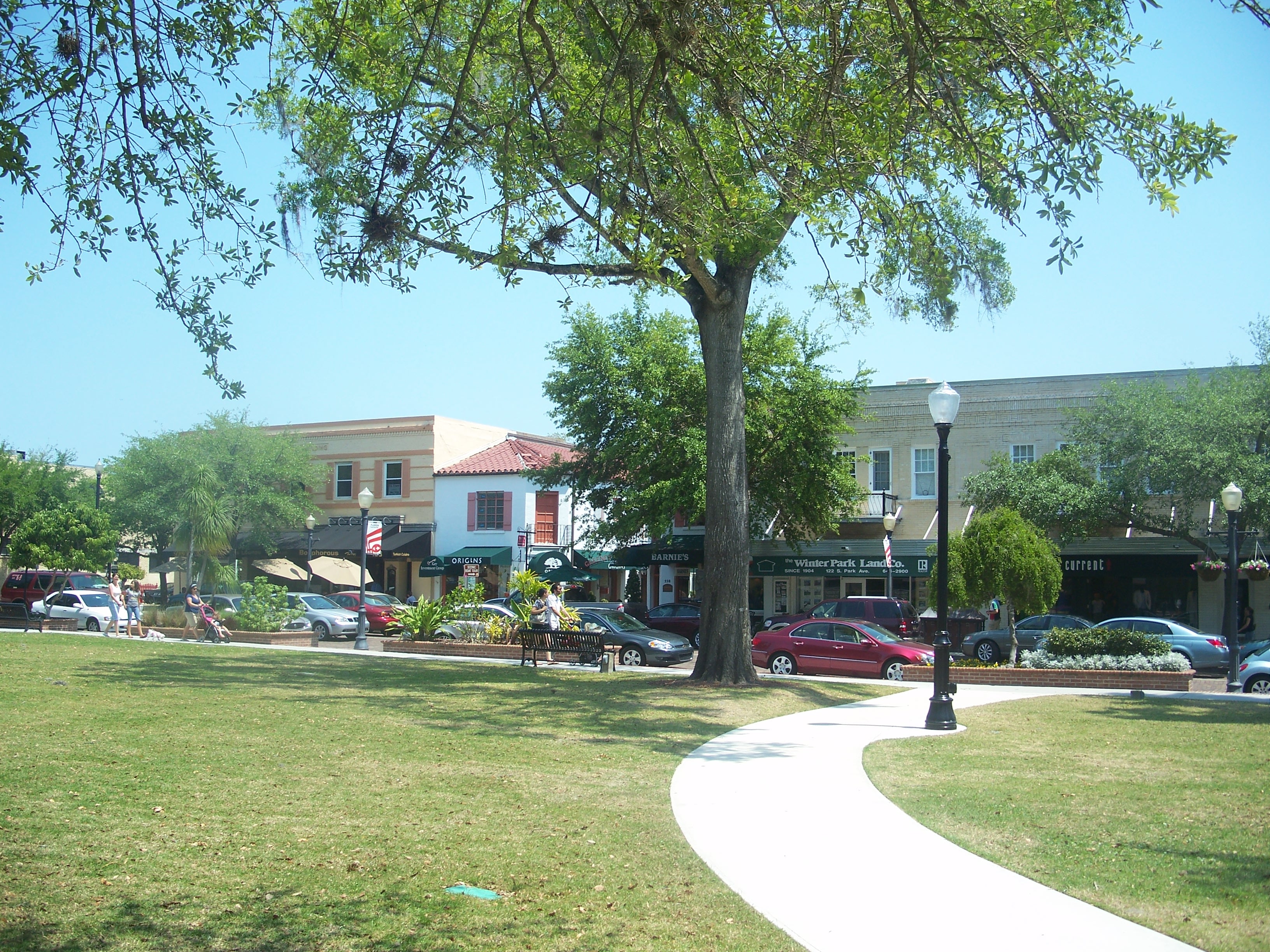 Storefronts in the Winter Park downtown historic district near Park Avenue