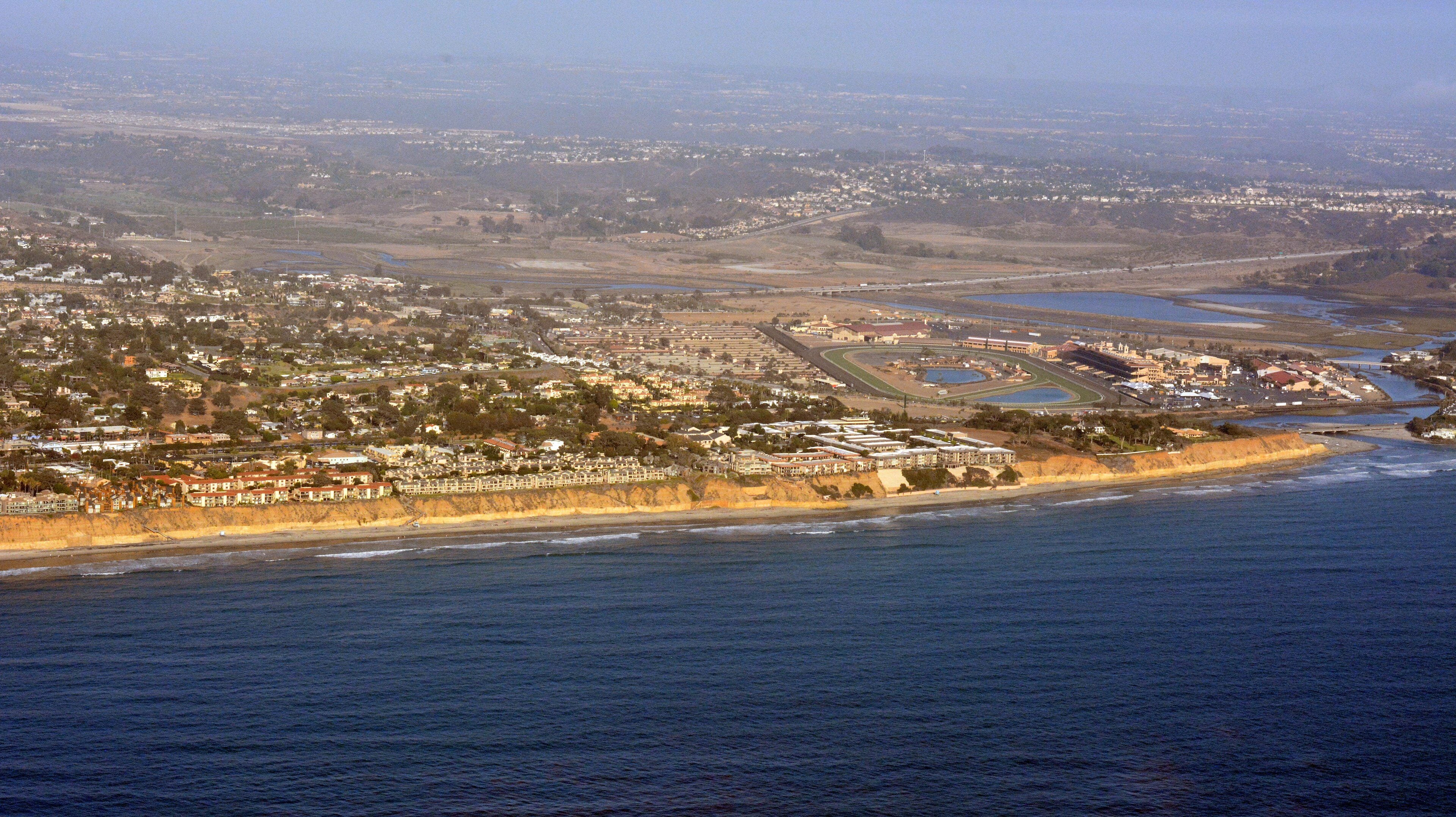 Aerial view of Del Mar's coastline