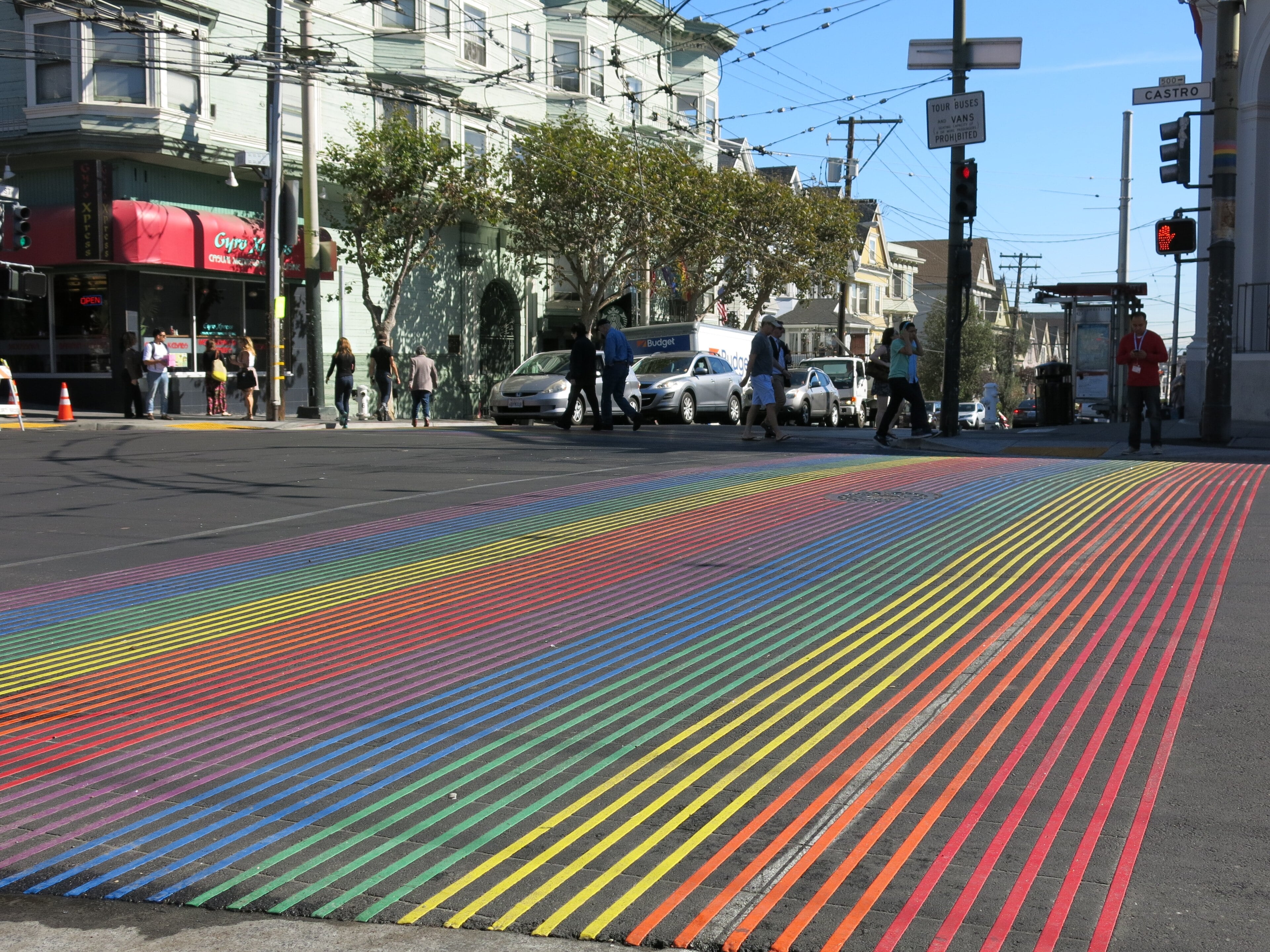 Rainbow pedestrian crossing on Castro Street