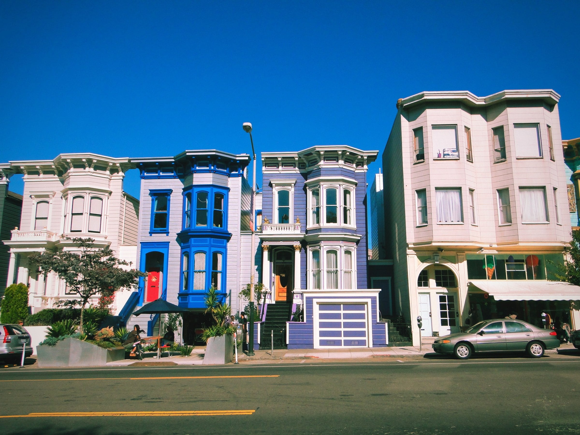 Colorful Victorians on Valencia Street, Mission District