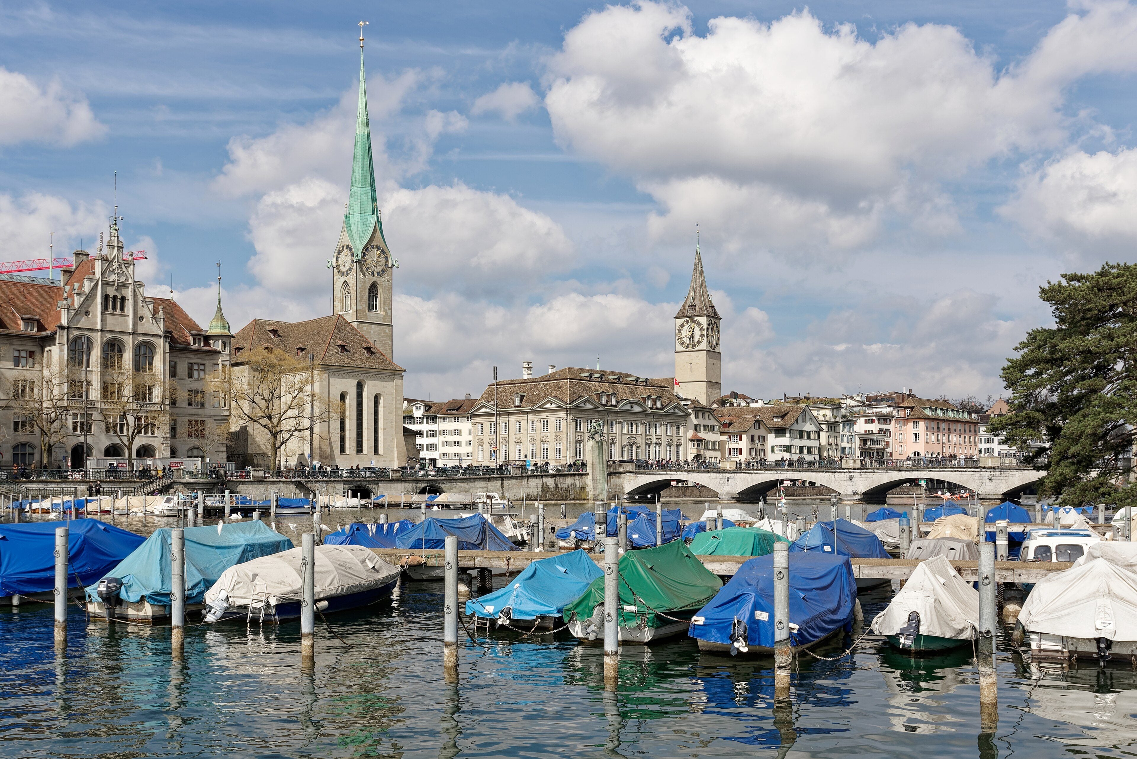 Fraumünster, Münsterbrücke and St. Peter's clock tower
