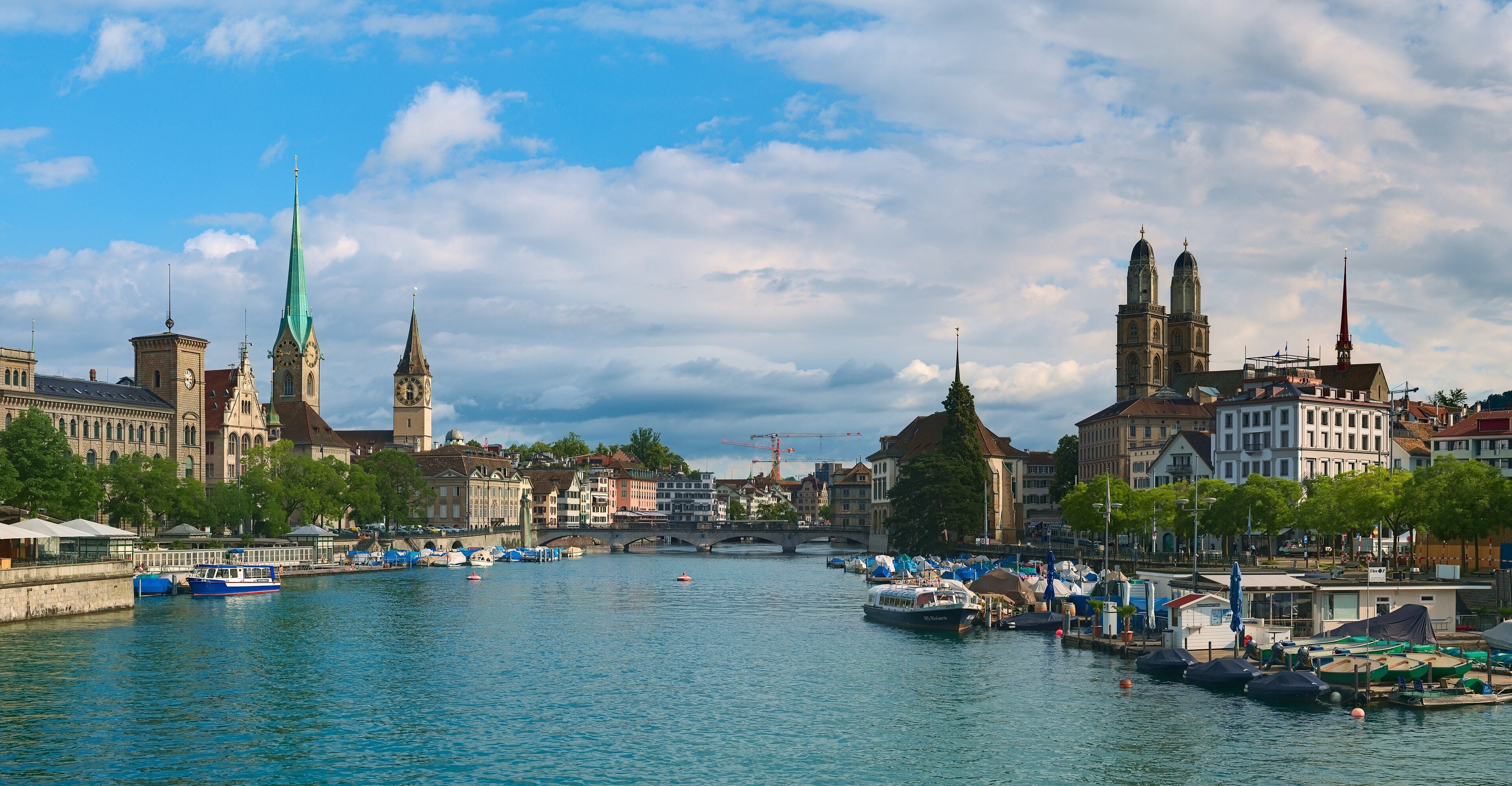 Zurich's lakefront and old town from Quaibrücke